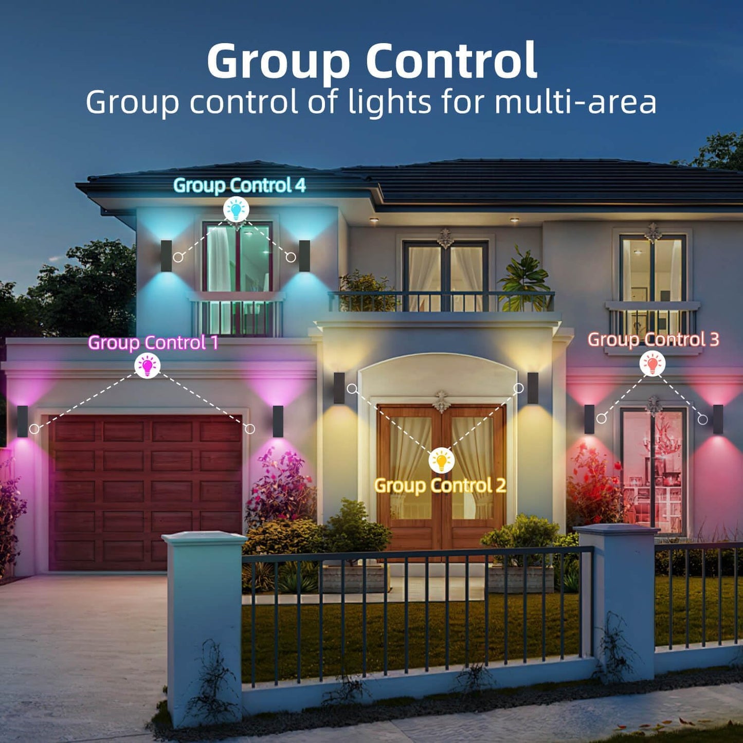 Outdoor Wall Lights, RGBCW Smart Porch Lights Modern Dusk to Dawn Outdoor Light Fixture Color Changing Light with Remote Control, Waterproof Sconce Compatible with Alexa Google Assistant