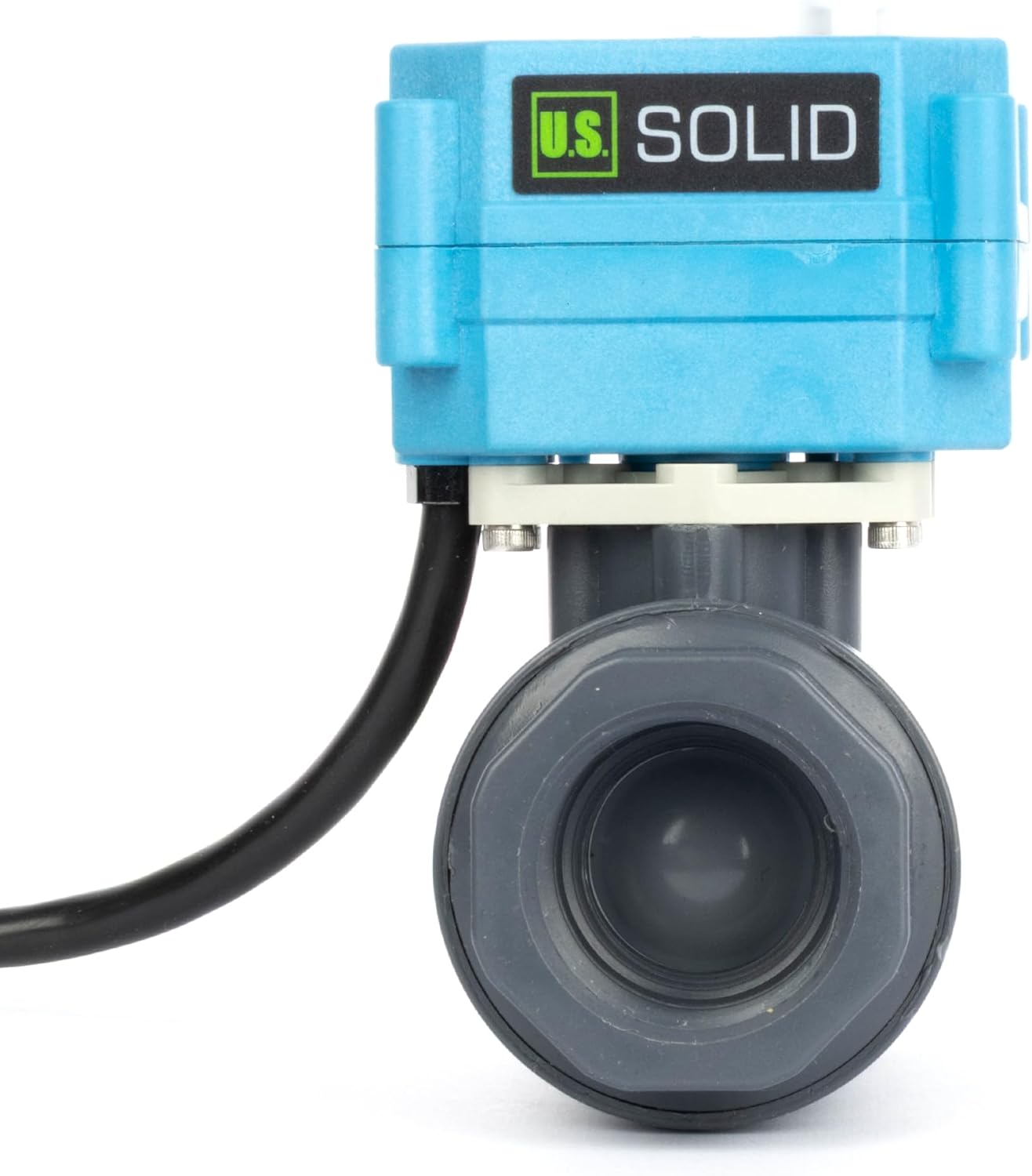 U.S. Solid 1” PVC Motorized Ball Valve - Plastic Electrical Ball Valve, 2 Wire Auto Return, AC 110~230V, Normally Closed