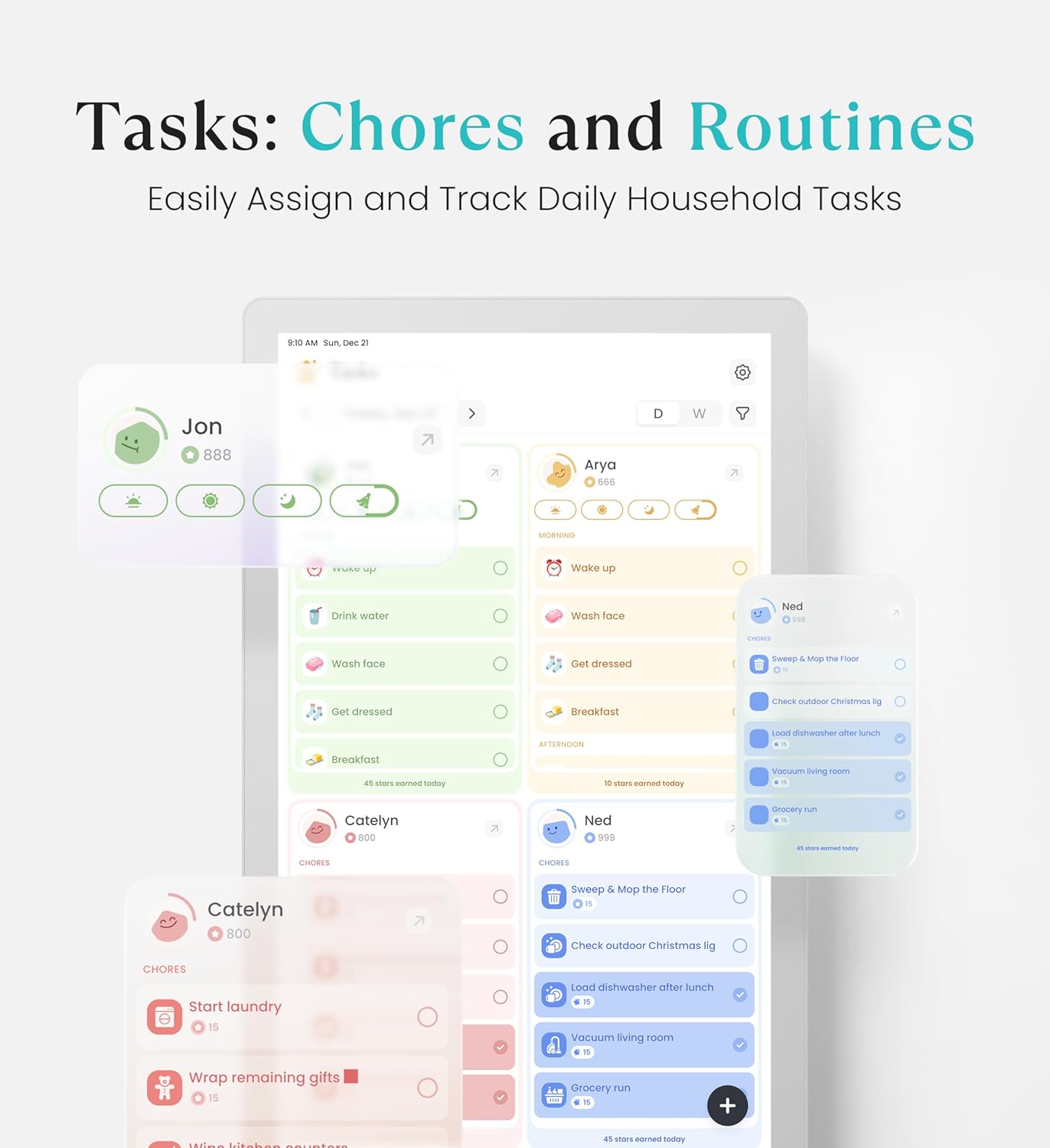 Cozyla Mate Digital Calendar+ 2: 32 Inch Wall Touch Screen Chore Chart Customizable Dashboard Smart Electronic Calendar for Family Schedules Meal Planner Supports All Google Play Apps Wall Mount White