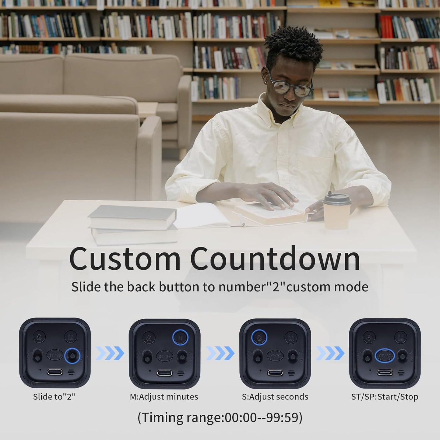 Productivity Timer Flip Gravity Sensor Cube Timer Countdown & Countup,Mute & Vibrate & Sound，5/10/30/60min & Custom Timing, Perfect for ADHD,Work,Learning,Kitchen Cooking (1Black)