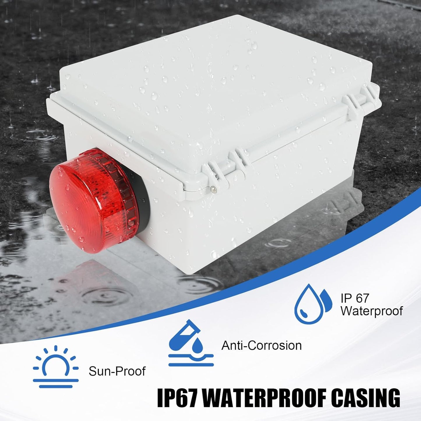 JDMSPEED Sump Pump High Water Septic Tank Alarm with Bright Flashing Light 110 db Alarm IP67 Casing