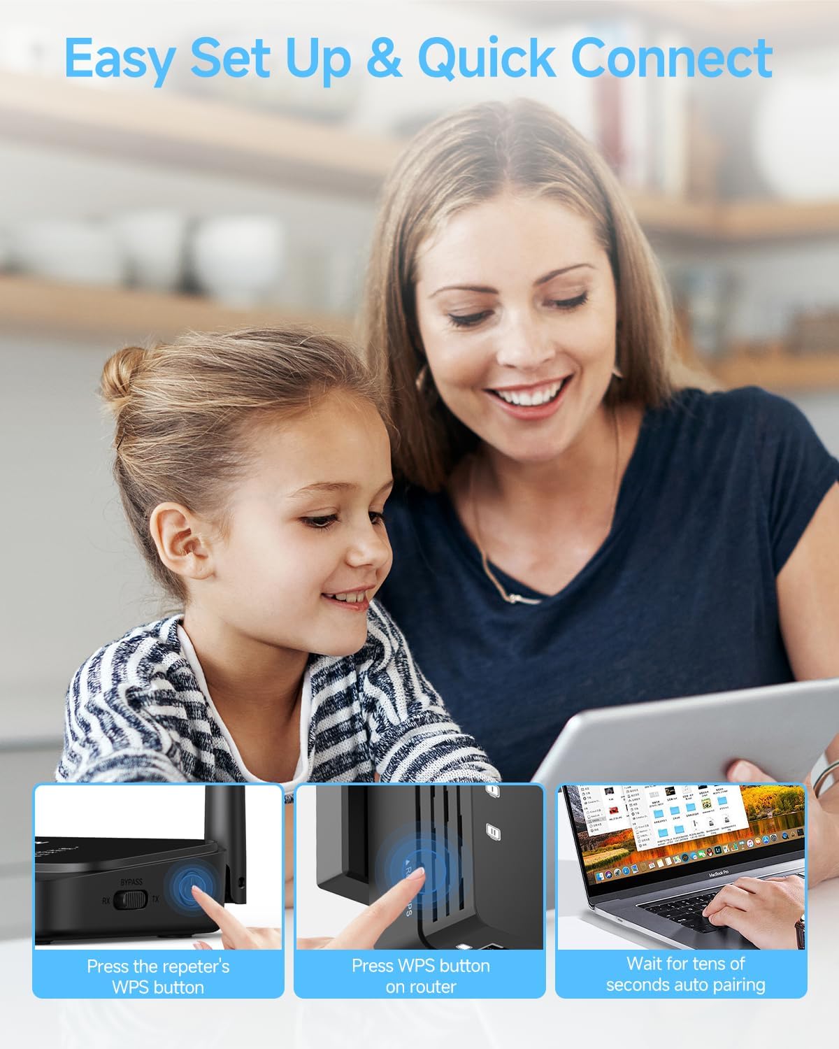 WiFi Extender Signal Booster for Home, WiFi Extender, Long Range up to 12880 Sq Ft and 105 Devices, Internet Extender WiFi Booster, WiFi Repeater with Ethernet Port, Signal Booster