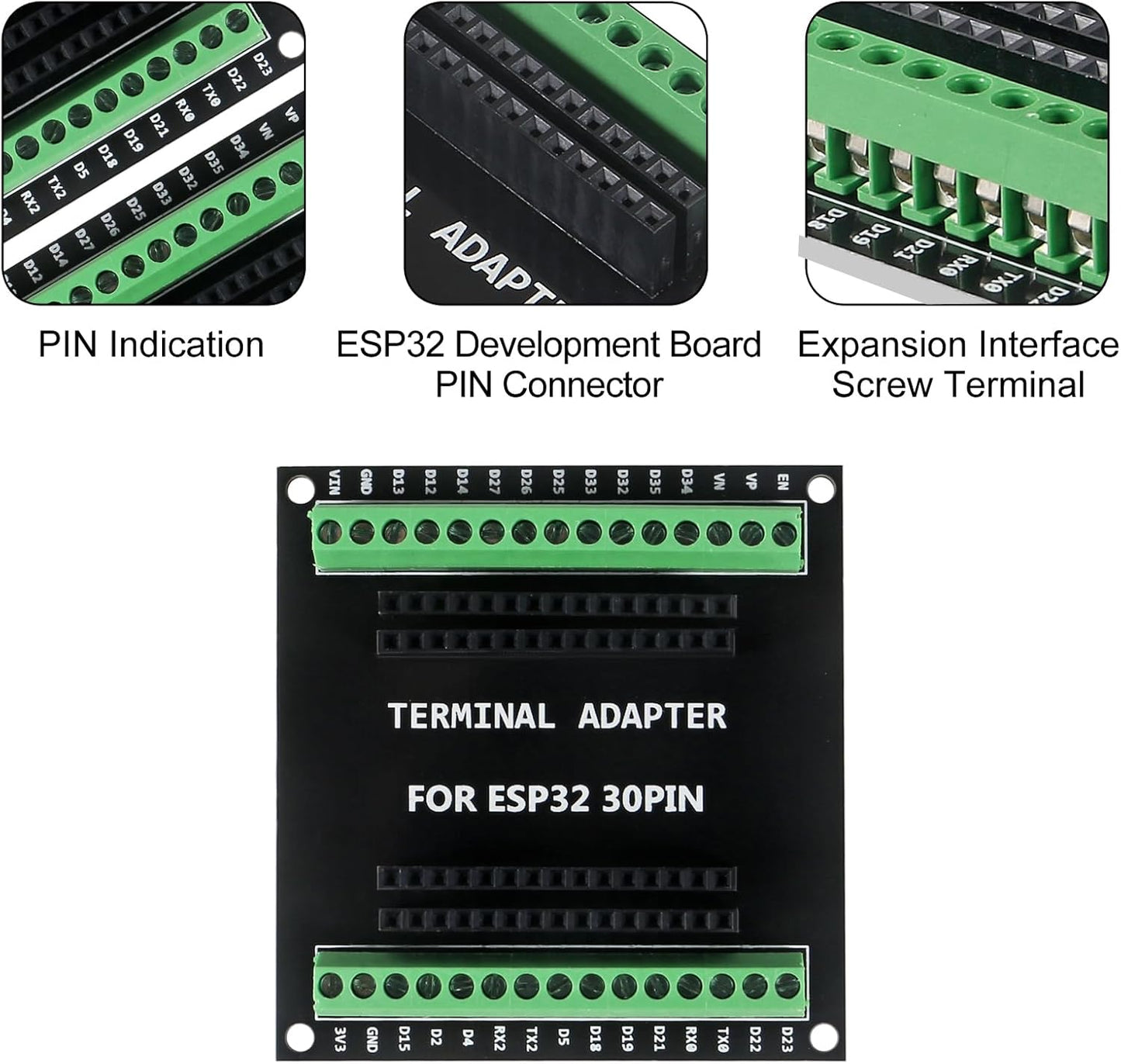 4Pcs ESP32 30Pin Breakout Board GPIO 1 into Expansion Development Board Compatible with 30 Pins ESP32S ESP32 ESP-WROOM-32 Board