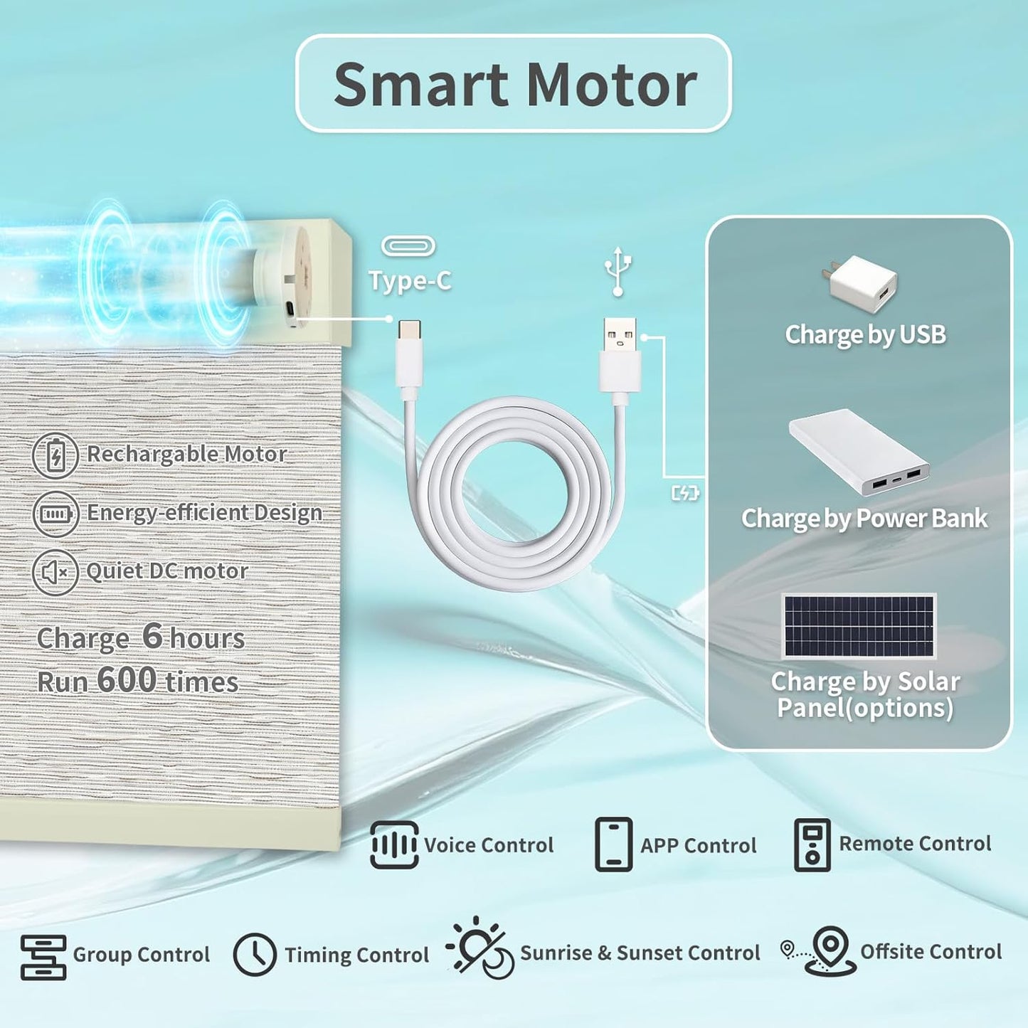 Motorized Blinds with Remote Custom Size Blackout Smart Roller Shades Compatible with Alexa Google, Electric Blinds for Windows