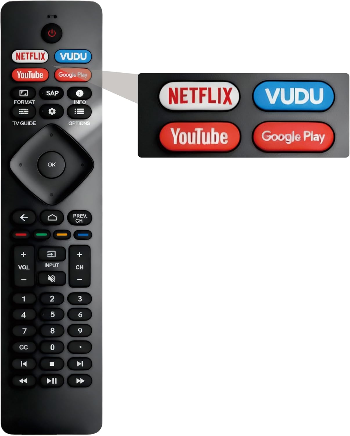 Universal TV Remote Replacement for Philips SmartTV Remote Replacement for Phillips TV Remote Control Replacement for Phillips 4K UHD Android Smart TVs Remote (NH800UP)