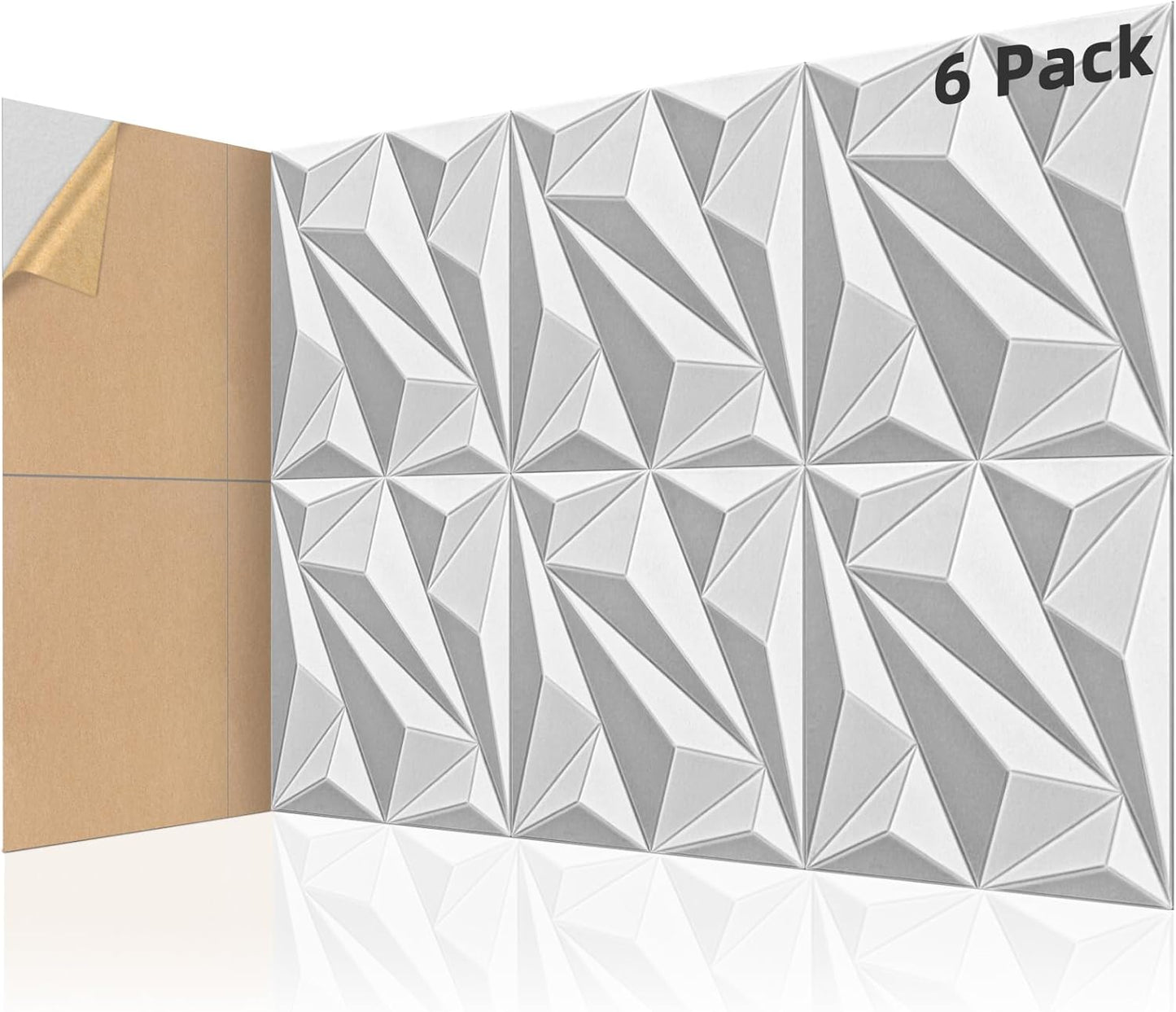 Art3dwallpanels 24" X 24" Acoustic Panels 6 Pack Soundproof Wall Panels Sound Dampening, 3D Wall Decor Absorbing Panels, White and Gray