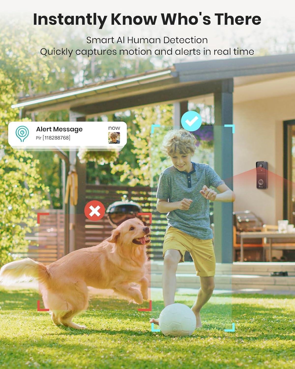 Doorbell Camera Wireless, 3K Video Doorbell with Chime, 2.4G WiFi Outdoor Security Cemera, Human Detection, 2-Way Audio, Night Vision, Voice Changer, Works with Alexa and Google Assistant