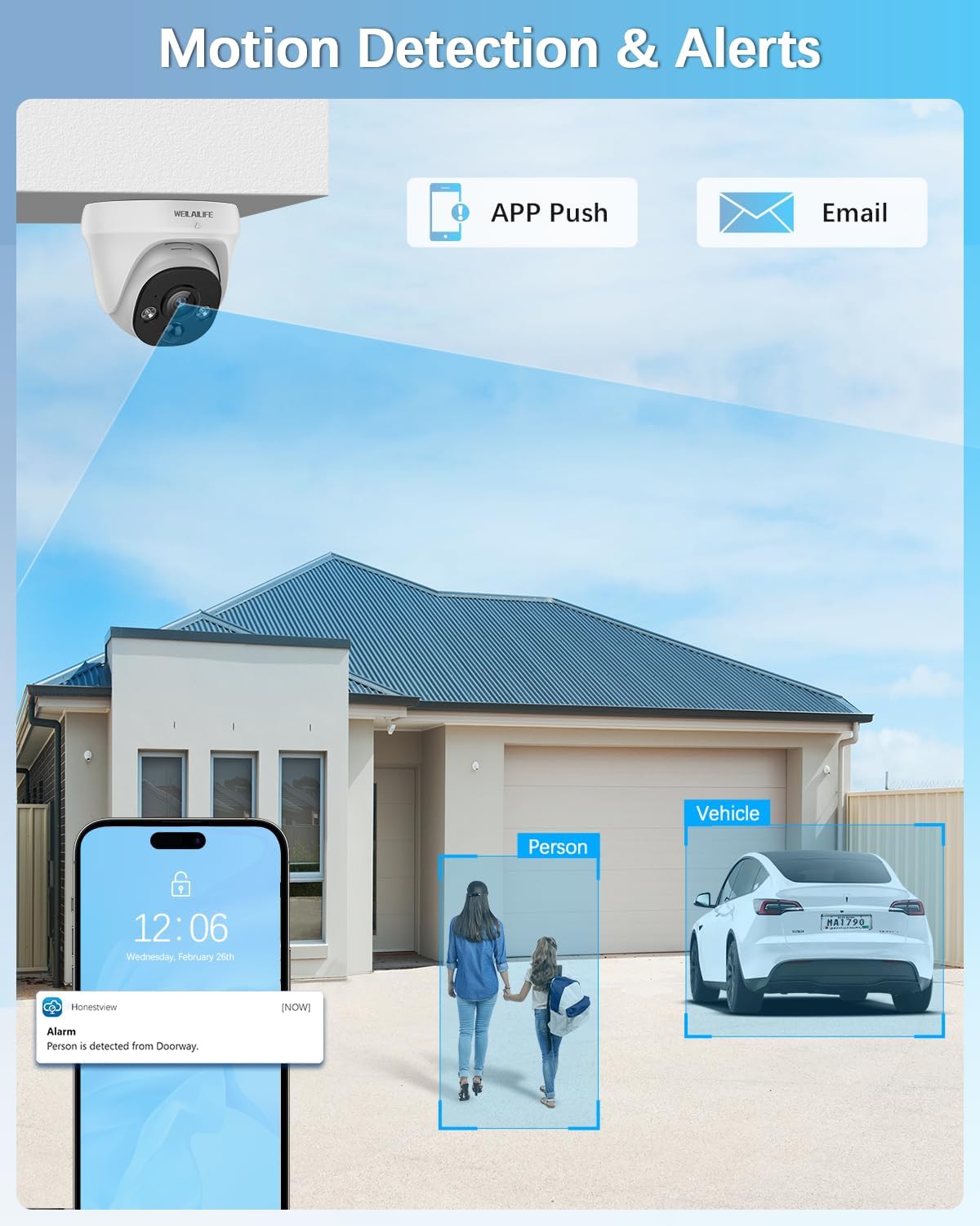 【2-Way Audio】 Wired Security Camera System, Home Video Security Cameras Systems, Outdoor POE IP Cameras Surveillance DVR Kits