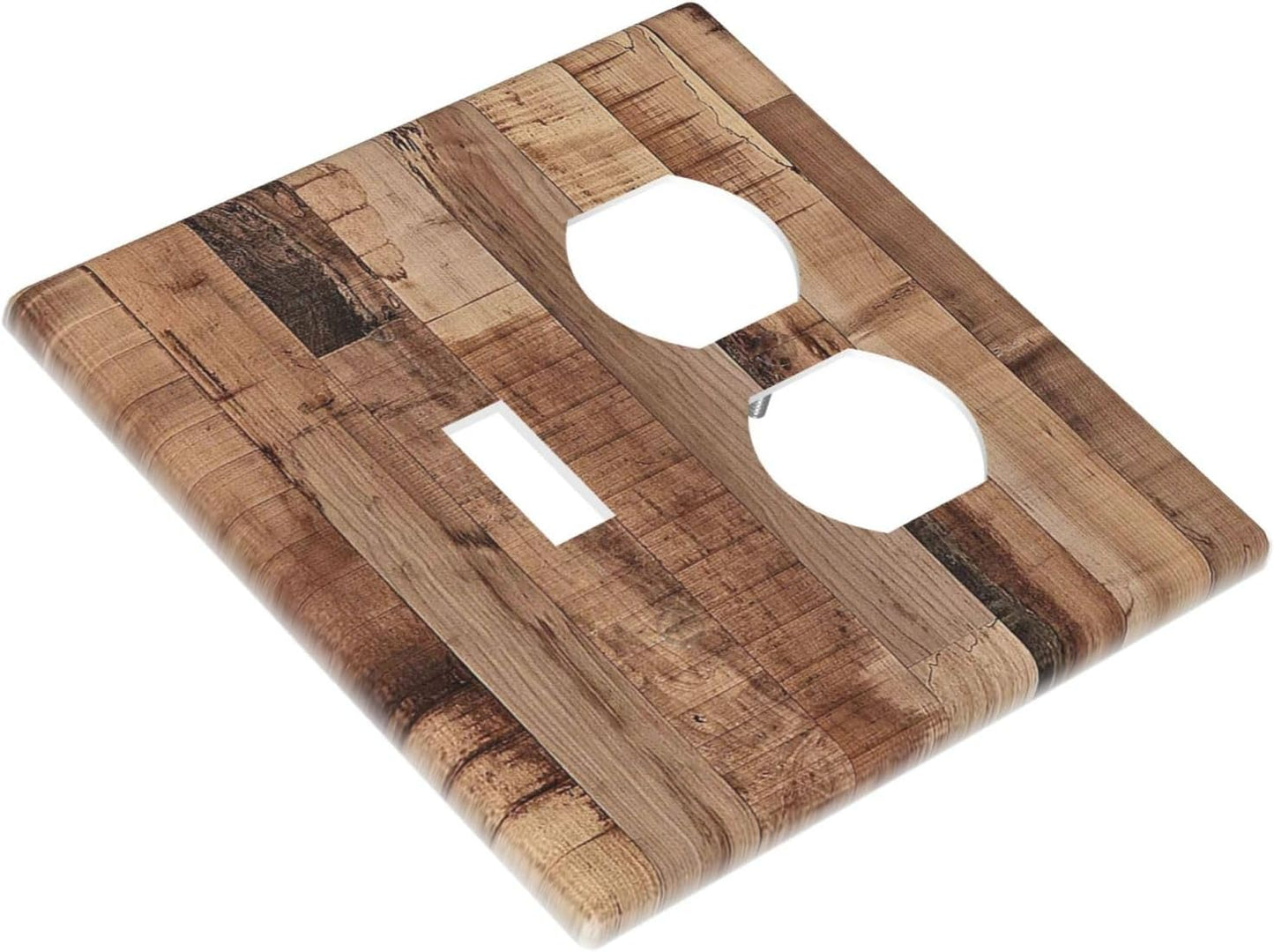 Wallplates Rustic Brown Wood Grain 1 Toggle 1 Duplex Switch Plate Electrical GFCI Faceplate Decorative Light Switch Covers for Farmhouse Kitchen Decor