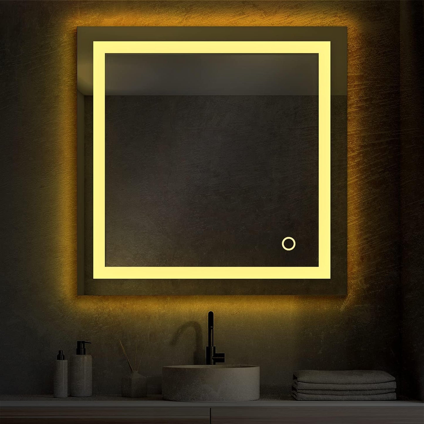 Blossom 30X30 LED Bathroom Mirror with Lights, Anti-Fog, Dimmable, Backlit & Front Lit, Lighted Bathroom Vanity Mirror for Wall, Memory Function, Waterproof, Tempered Glass, Smart Vanity Makeup Mirror