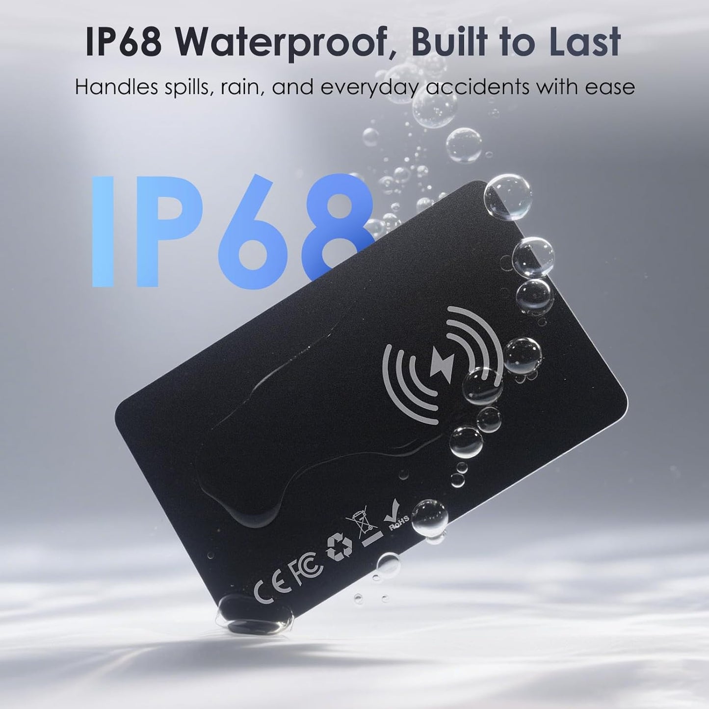 Air-Tag Wallet Tracker Card (iOS Only) - 0.07in Slim Tracking Card, IP68 Waterproof Bluetooth Smart Card, Work with Apple Find My, [Apple MFi Certified], Item Finder for Luggage, Passports, Purse