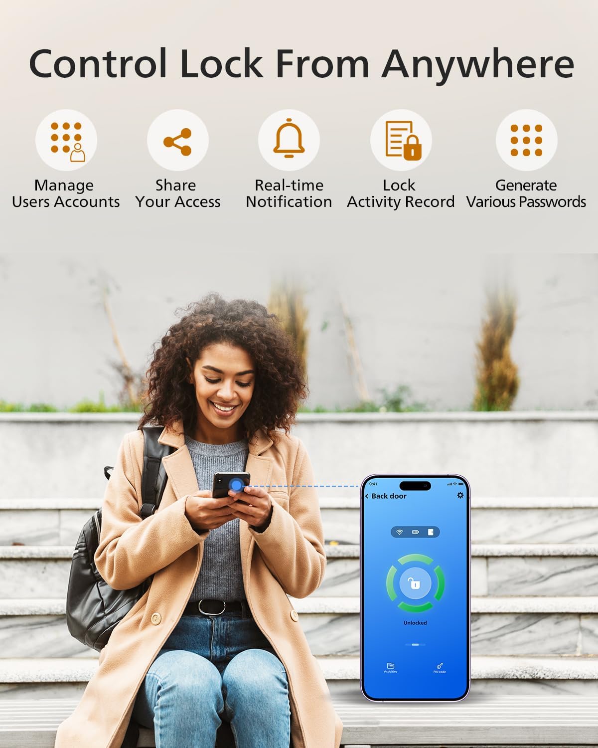 Philips Keyless Entry Keypad Door Lock with Handle, Front Door Deadbolt Set with WiFi Gateway, Wi-Fi Smart Lock with Handle, Fingerprint Unlock, PIN Code, Frosted Black