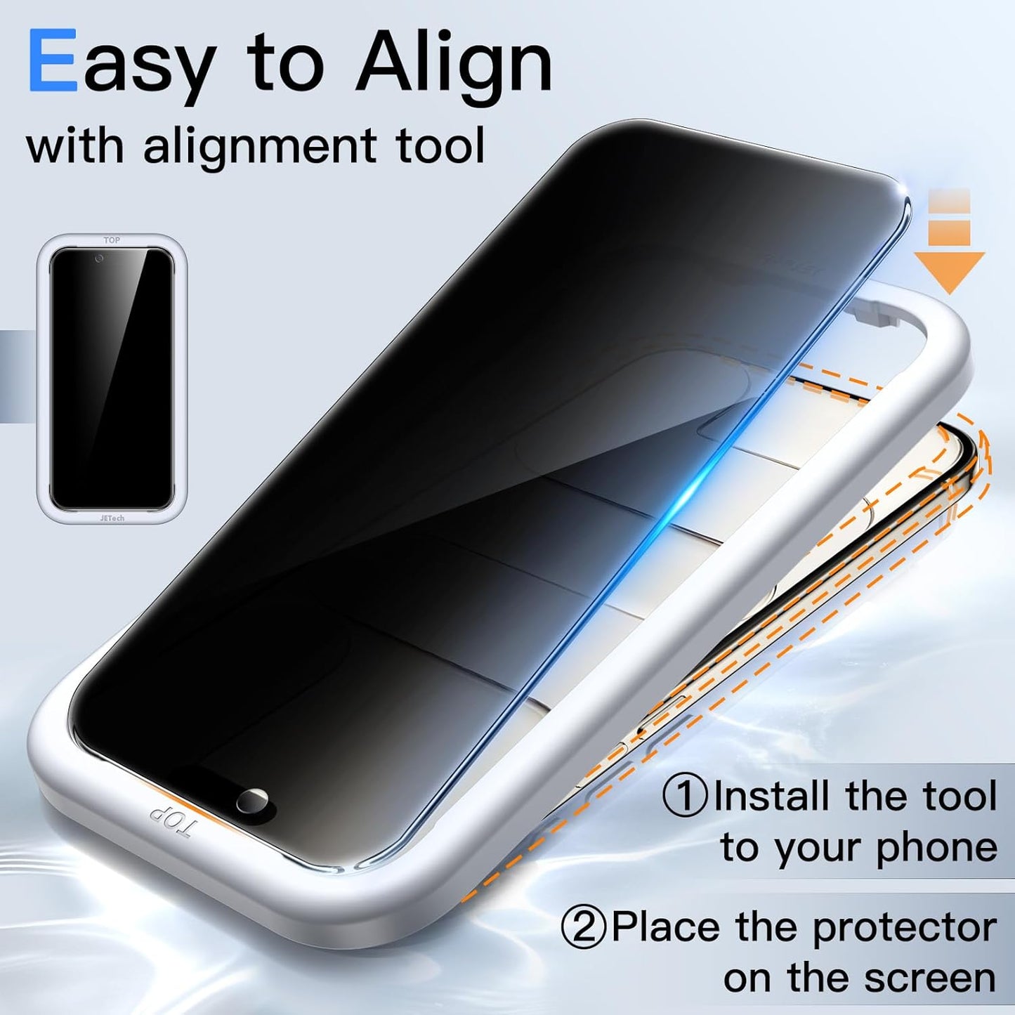JETech Privacy Screen Protector for iPhone Air with Camera Lens Protector, Anti-Spy Tempered Glass Film, Easy Installation Tool, 6.5-Inch Display, 2-Pack Each