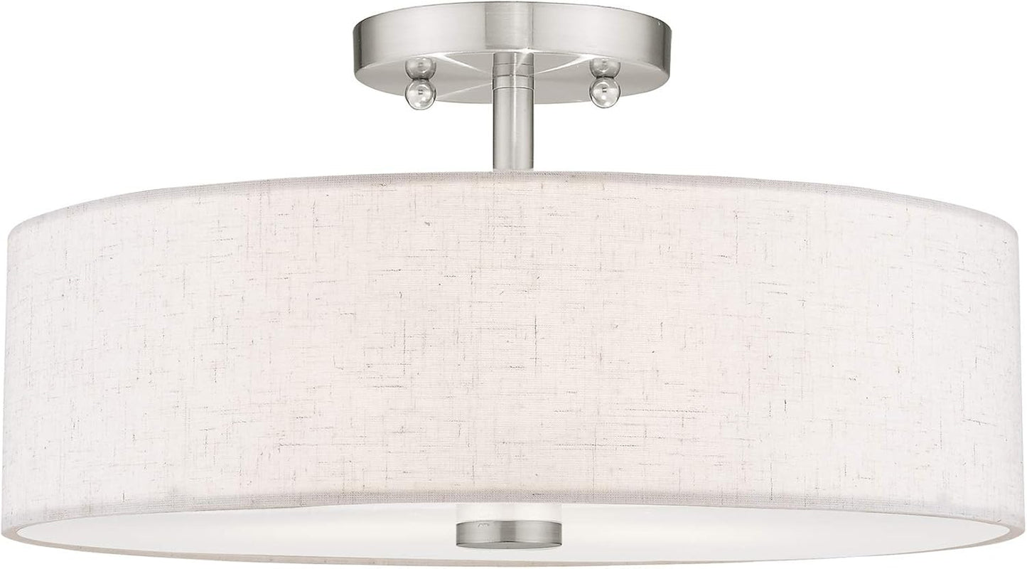 Livex Lighting 52135-91 Meridian 3 Light Brushed Nickel Ceiling Mount