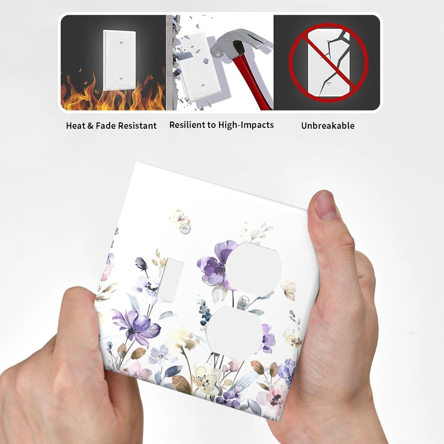 Wallplates Purple Floral Lilac Watercolor Flower Leaves Butterfly Wildflower 1 Toggle 1 Duplex Switch Plate Electrical GFCI Faceplate Decorative Light Switch Covers for Bedroom Home Decor