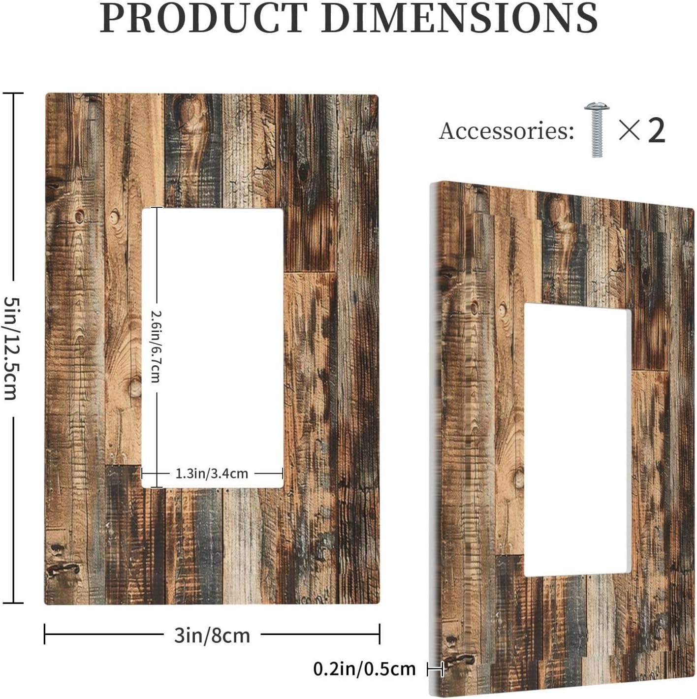 Decorative Outlet Covers Rustic Brown Wood Pattern Splice Plank 1 Gang Single Rocker Light Switch Cover Plate Wall Plates Gfci Faceplate For Farmhouse Cabin Decor