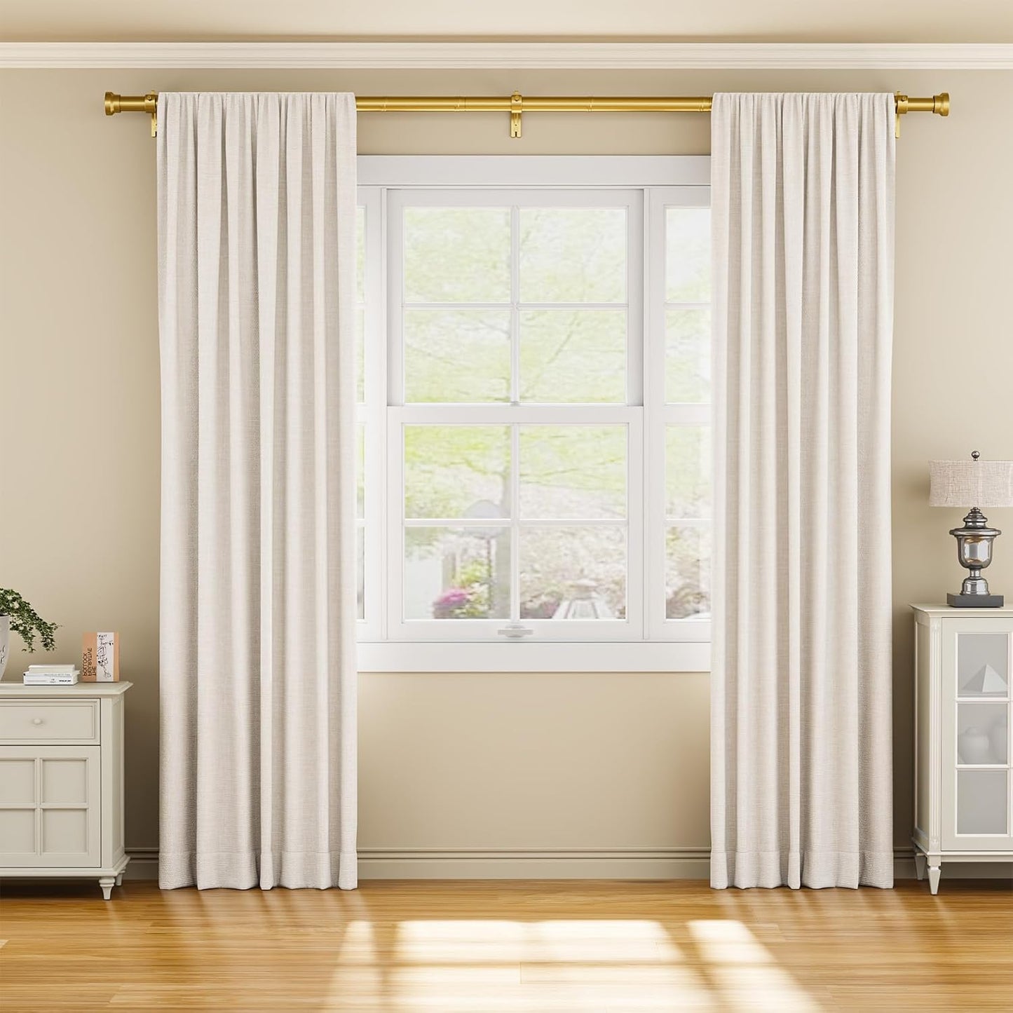 Curtain Rod 2 Pack 32-118 Inch, Heavy Duty 1 Inch Curtain Rod, Gold Long Adjustable Window Treatment Rods,Modern Design, Easy Installation