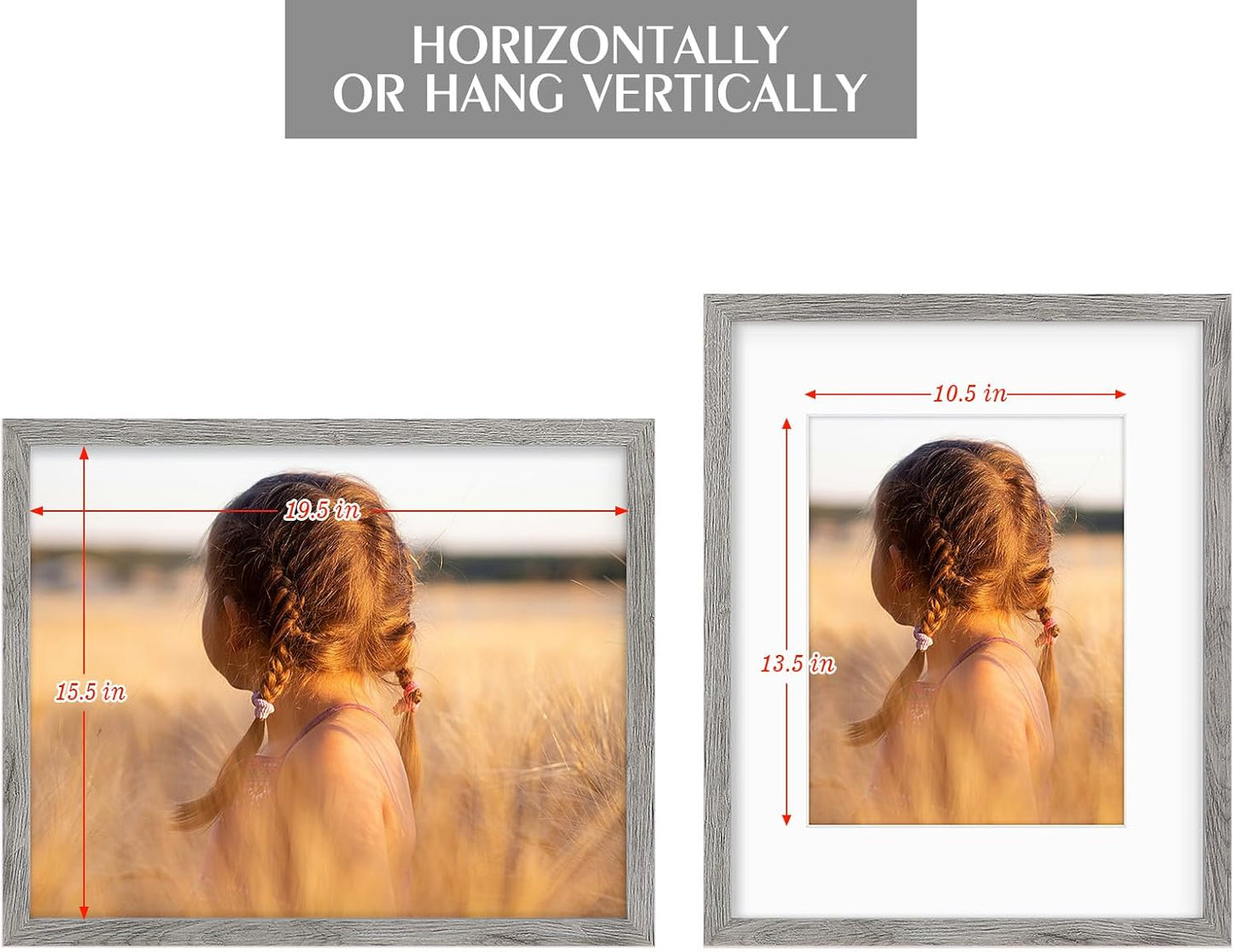 Golden State Art, 16X20 Picture Frame with Mat for 11X14 - High Definition Glass Wall Mounting Horizontal Vertical Display (Gray, 1 Pack)