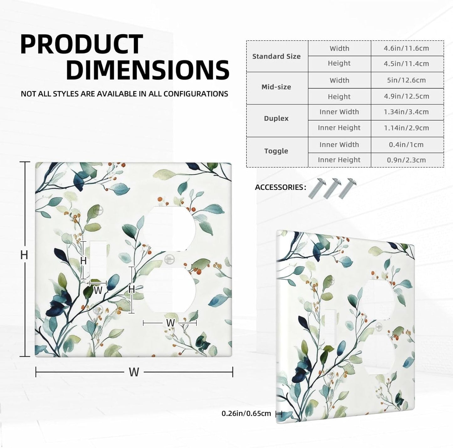 Decorative Outlet Covers Eucalyptus Leaf Geen Sage Leaves 2 Gang Light Switch Cover Plate Single Toggle Duplex Wall Plates for Electrical Outlets Switch Plate Covers for Bedroom Home Decor