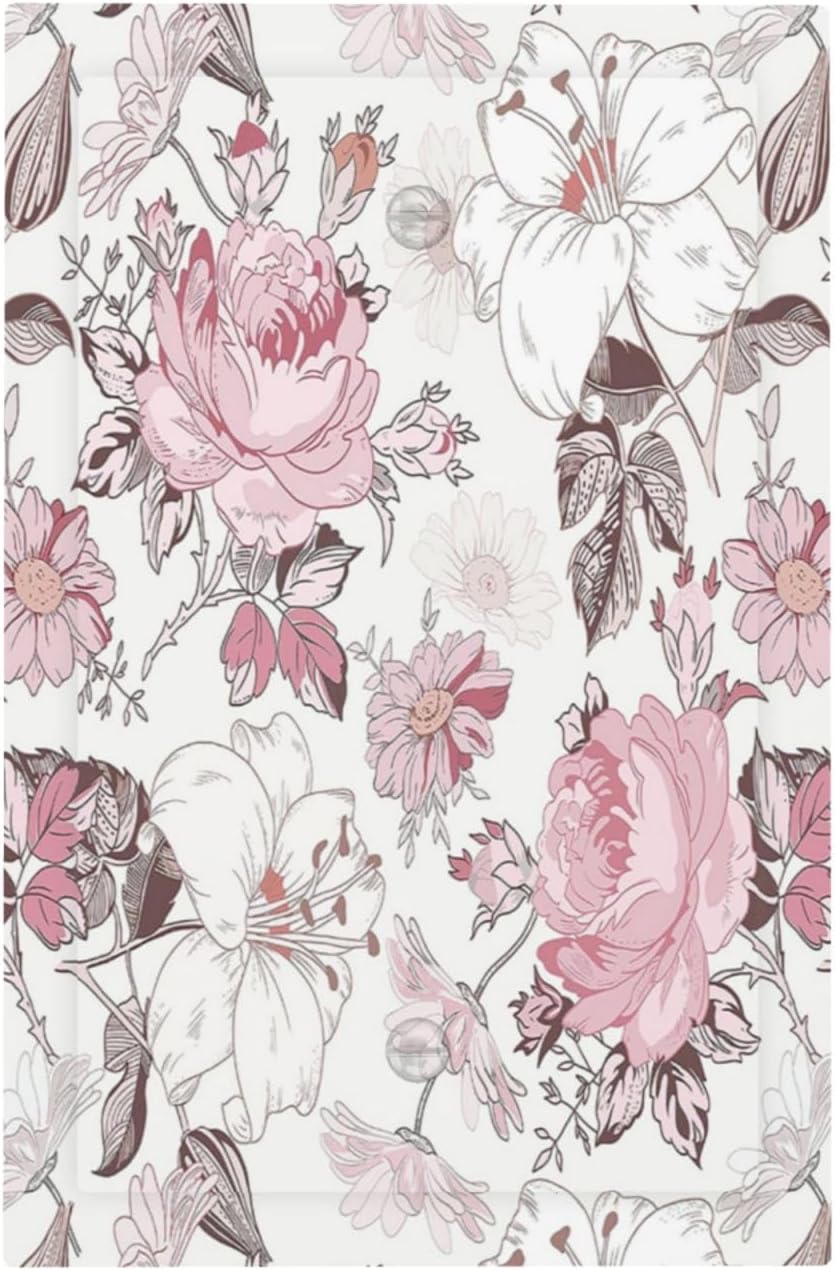 Light Switch Cover Plate Modern Watercolor Flower Pink White Wildflower 1 Gang No Device Blank Electrical Wall Plates Faceplate Decorative Switch Plate for Bedroom Home Decor