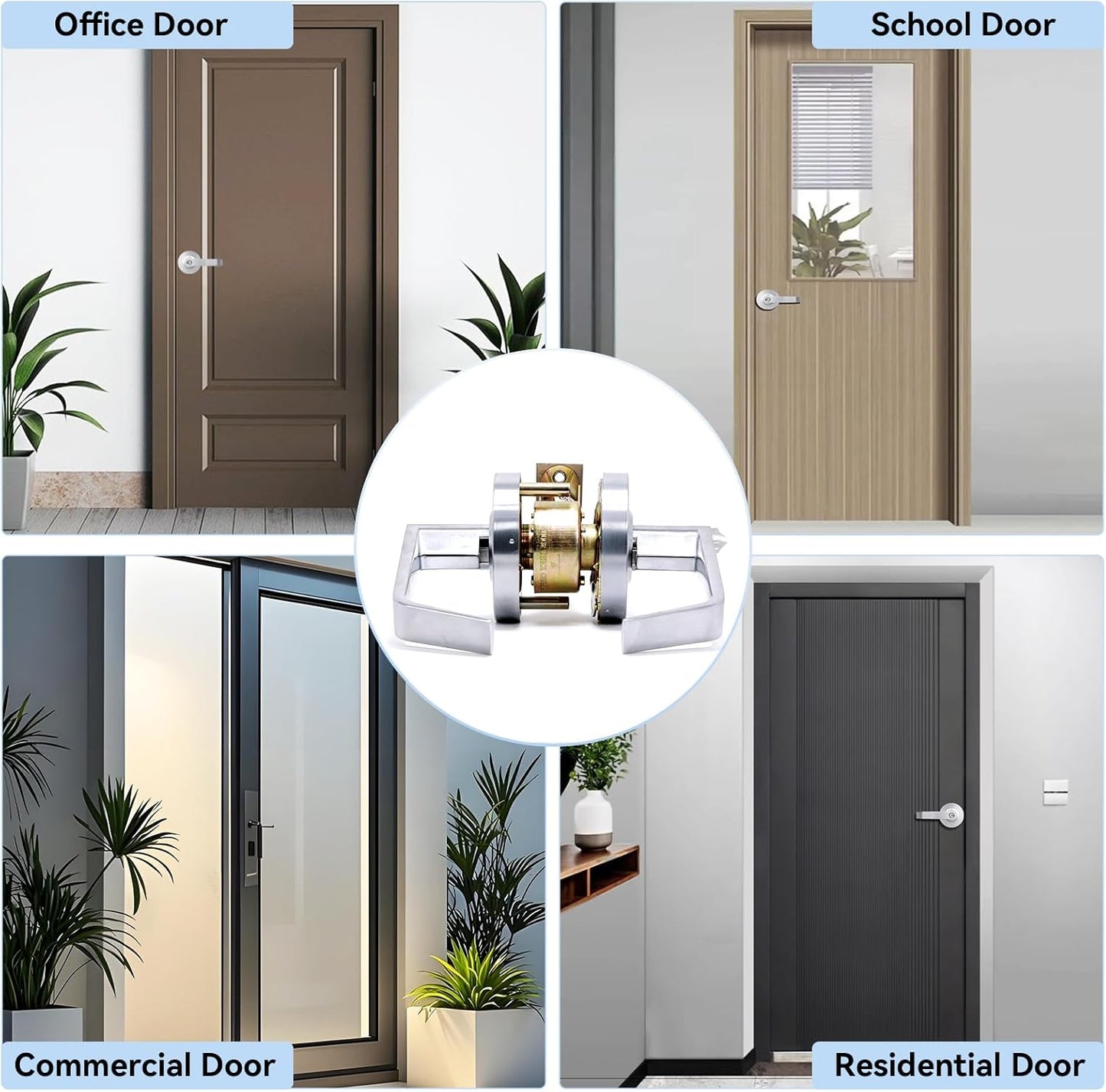 BSEED Keyed Entry Commercial Door Lever Lock, Heavy Duty Grade 2 Lever Handle, ADA Compliant, UL 3 Hour Fire Rated, Non-Handed, Satin Chrome Finish, 2-3/4" Backset for Office & Exterior Doors