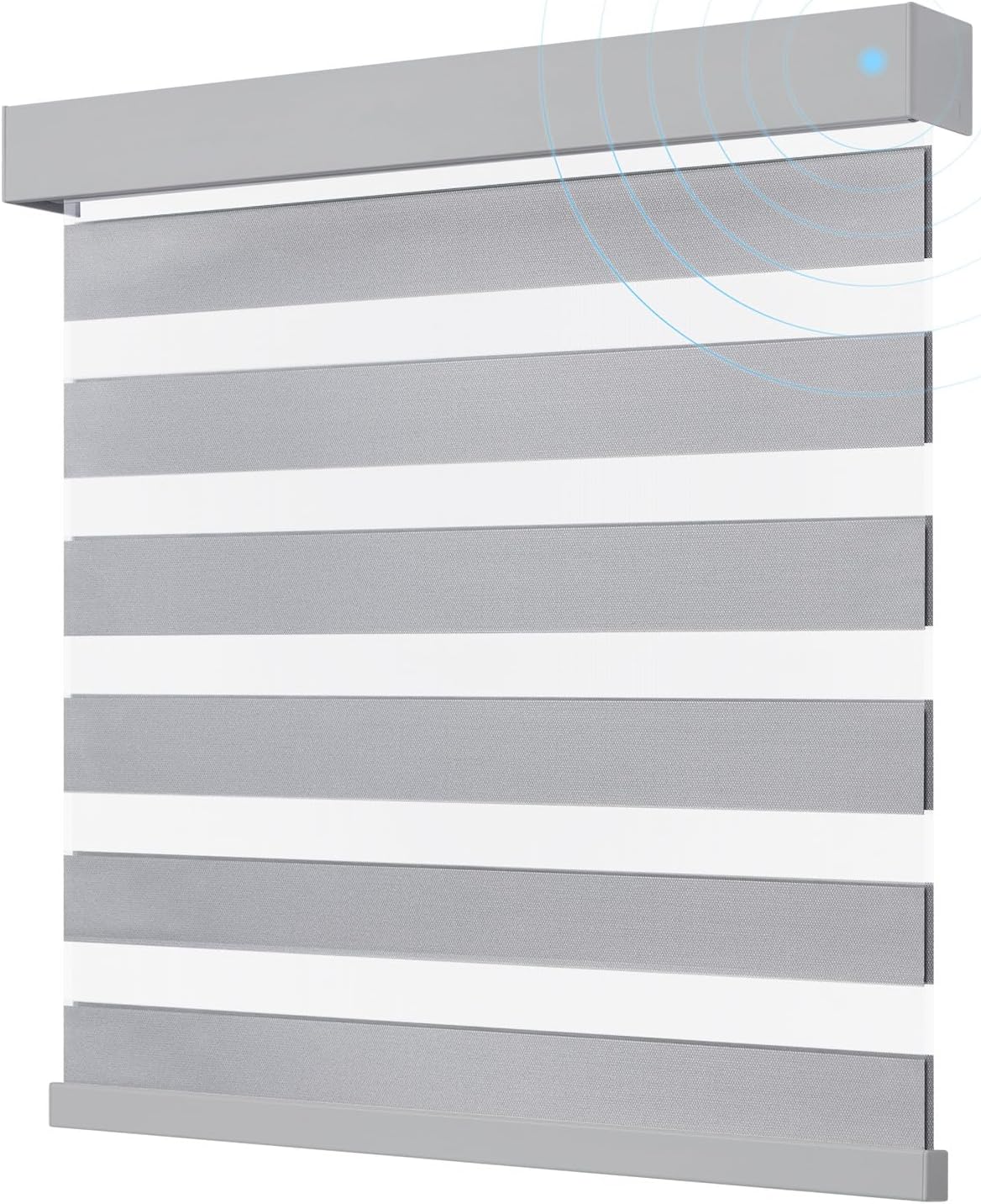 Smart Zebra Blinds for Windows, Alexa Motorized Blinds with Remote Control, Automatic Electric Power Zebra Shades for Indoor Windows (70" W x 72" H,Gray)