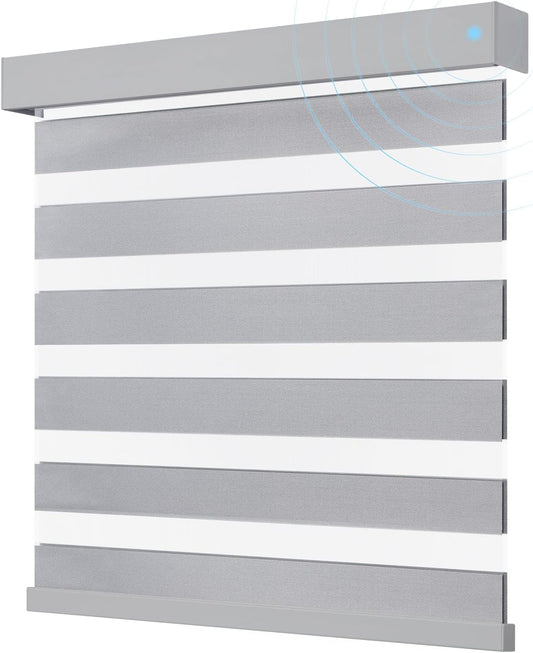 Smart Zebra Blinds for Windows, Alexa Motorized Blinds with Remote Control, Automatic Electric Power Zebra Shades for Indoor Windows (20" W x 72" H,Gray)