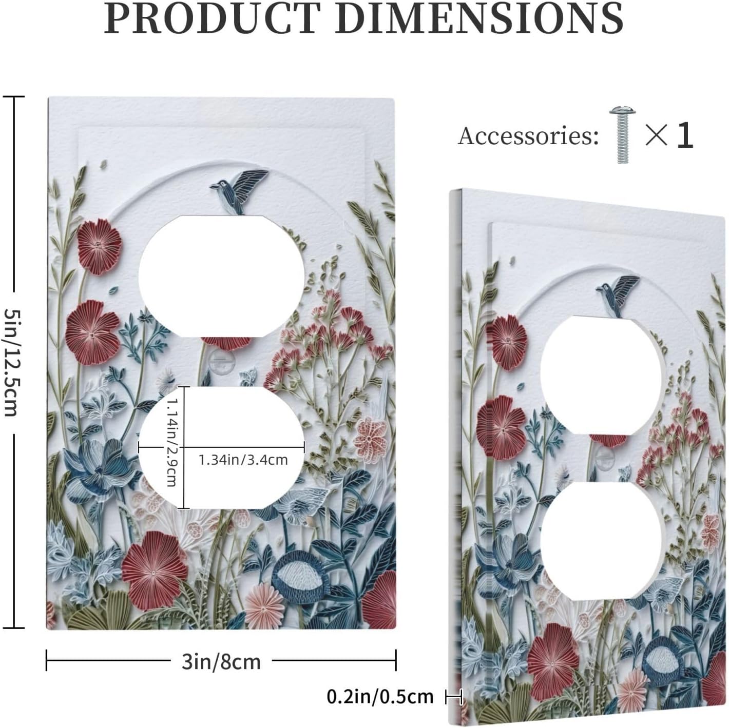 Wildflowers Flowers Floral Plants Duplex Outlet Wall Plate Cover Decorative Light Switch Covers Electrical Faceplate Switch Plates for Bathroom Kitchen Home