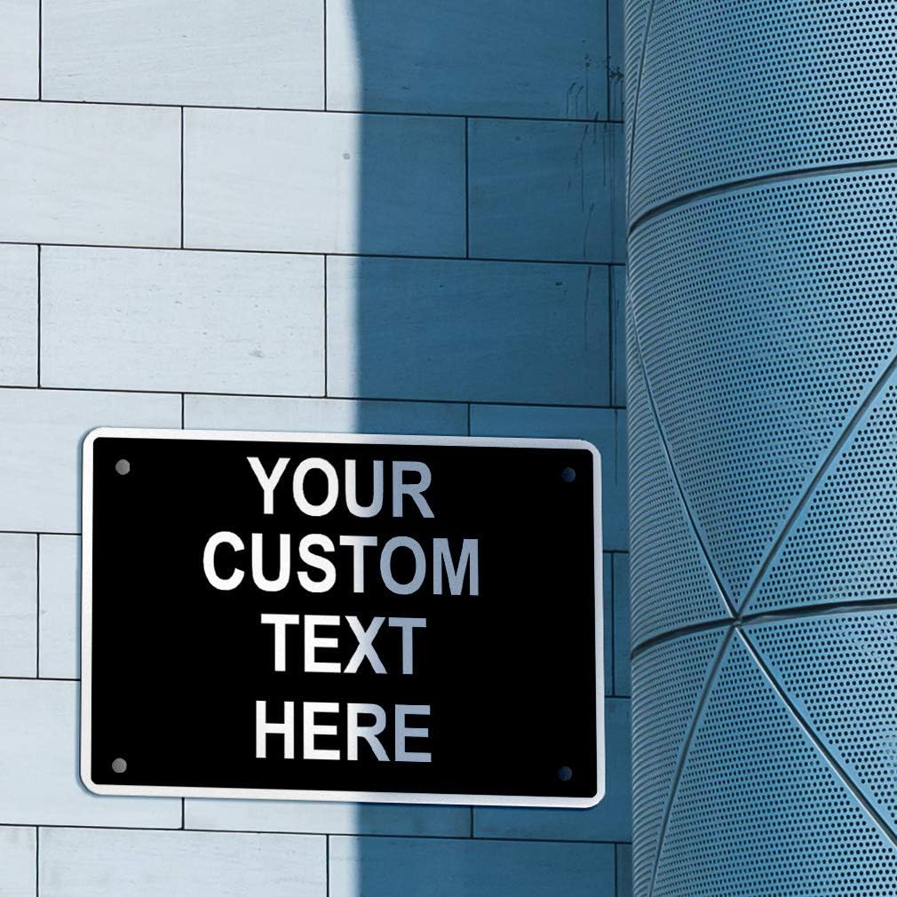 Aluminum Weatherproof Metal Sign Multiple Sizes Custom Personalized Text Here Black White Traffic Regulation Horizontal Street Signs 10x7Inches