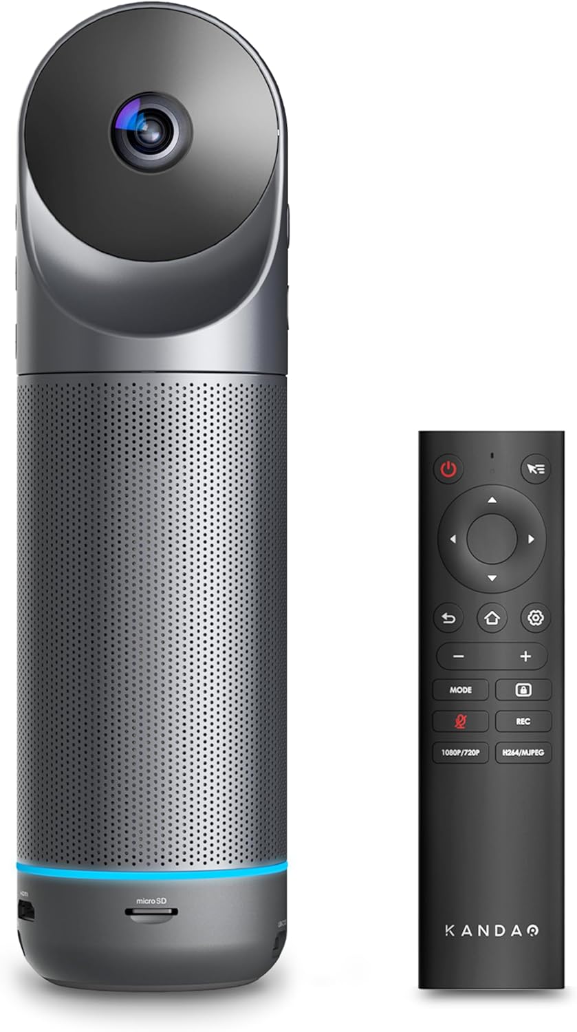 KanDao Meeting Pro 360° Video Conference Room Camera - AI Tracking, Meeting Recording & USB Plug-Play, Portable 8 Mics Array Meeting Camera, Compatible with Zoom/Teams/Google Meet, 5 Smart Modes