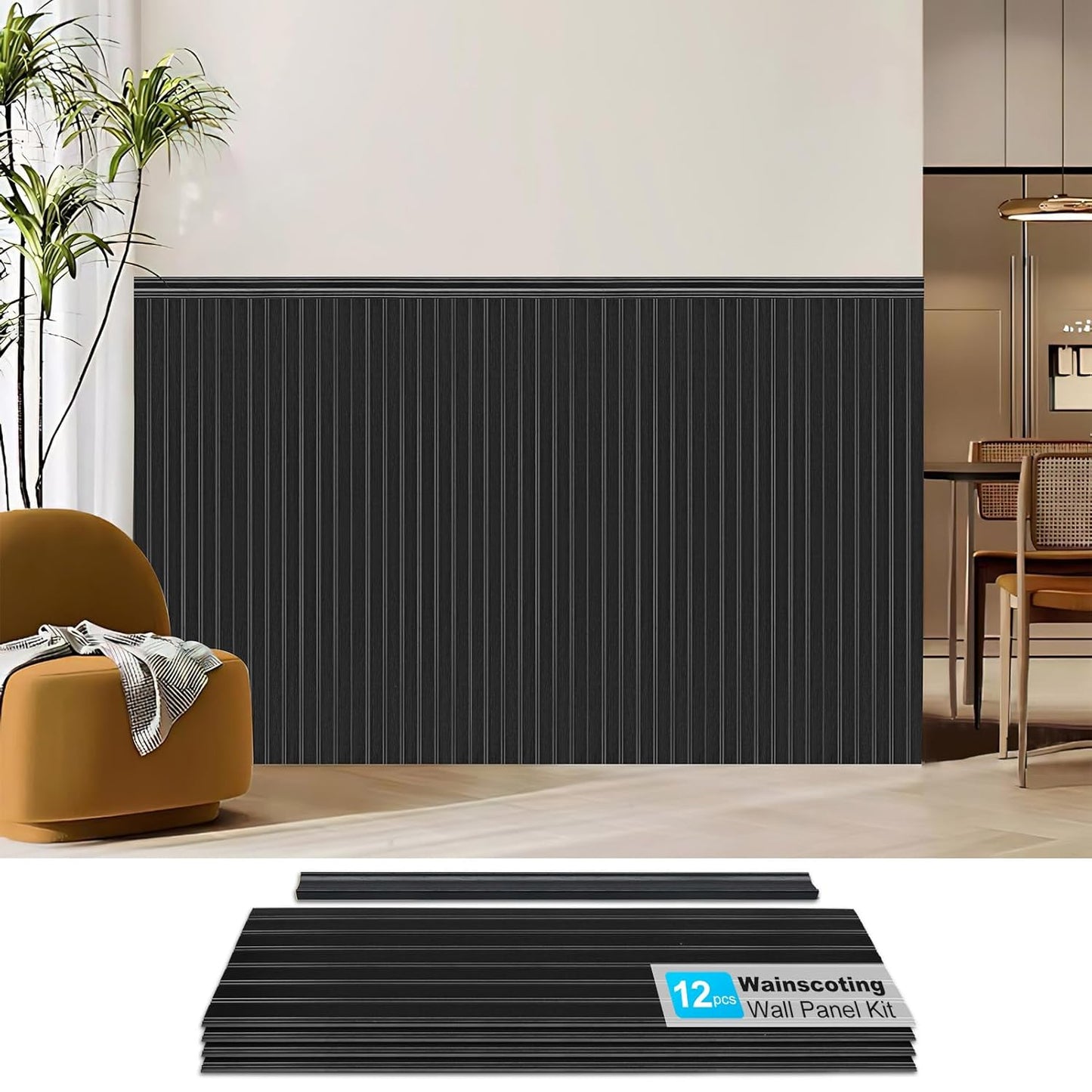 Art3d Wainscoting Wall Panel Kit, 37.8" Tall Beadboard Panels for Walls, Polystyrene Board and Batten Wall Panel Kit, Easy DIY Decorative Trim for Living Room, Kitchen, Bedroom – Covers 31 Sq.Ft