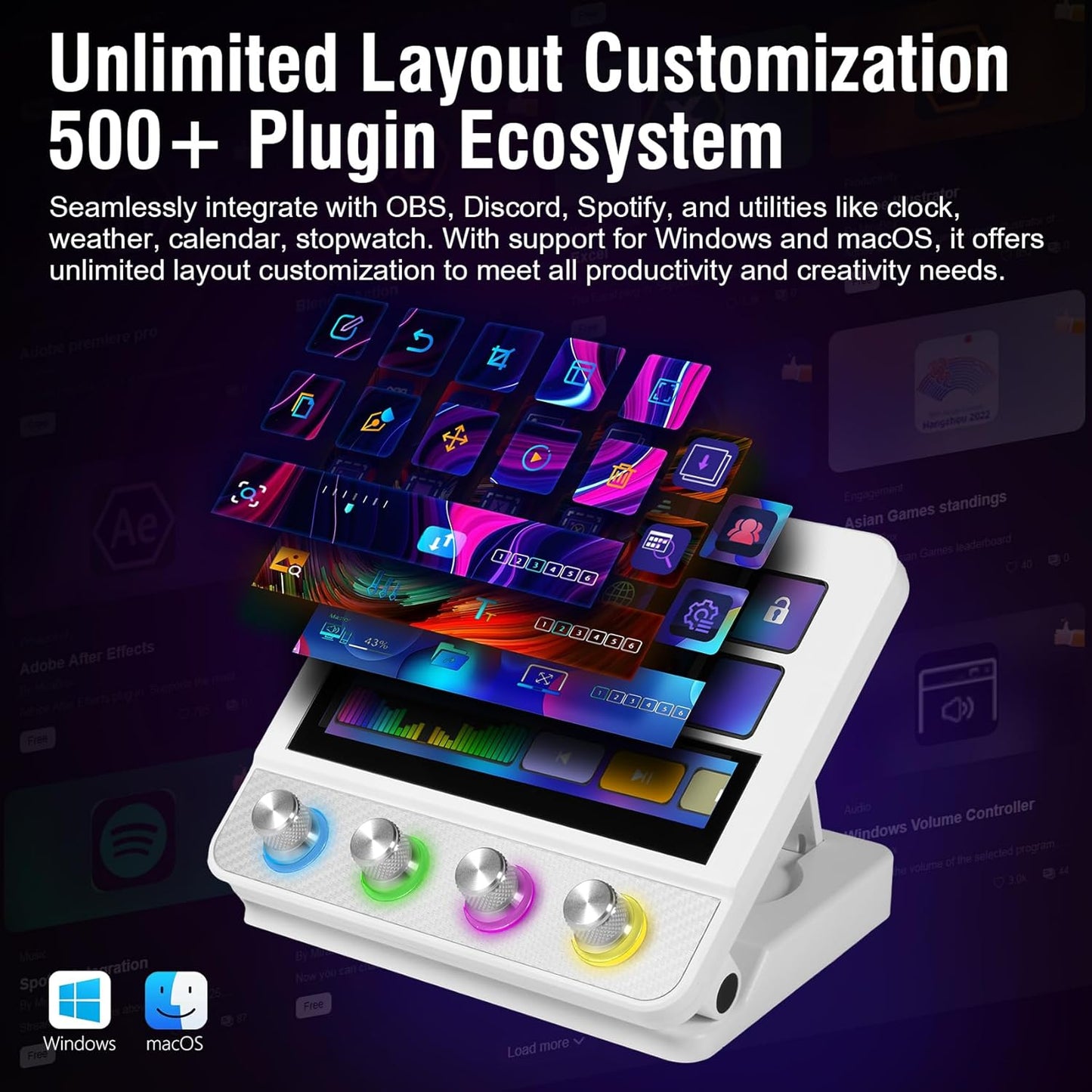 Macro Pad, Streaming Deck Stream Controller Soundboard Keypad, Programmable Keys USB Shortcut Keyboard for Gamer Streamer, Audio Mixer for OBS, YouTube, Office Desk Setup, PC, Mac