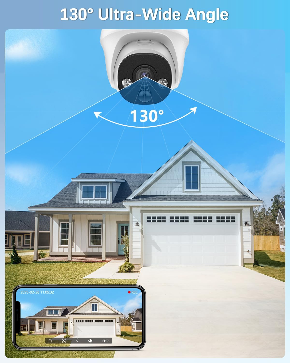 【130° Wide-Angle & 90 Days Storage】 Wired Dome Security Camera System, Home Video Surveillance Camera Systems, Outdoor/Indoor POE IP Cameras