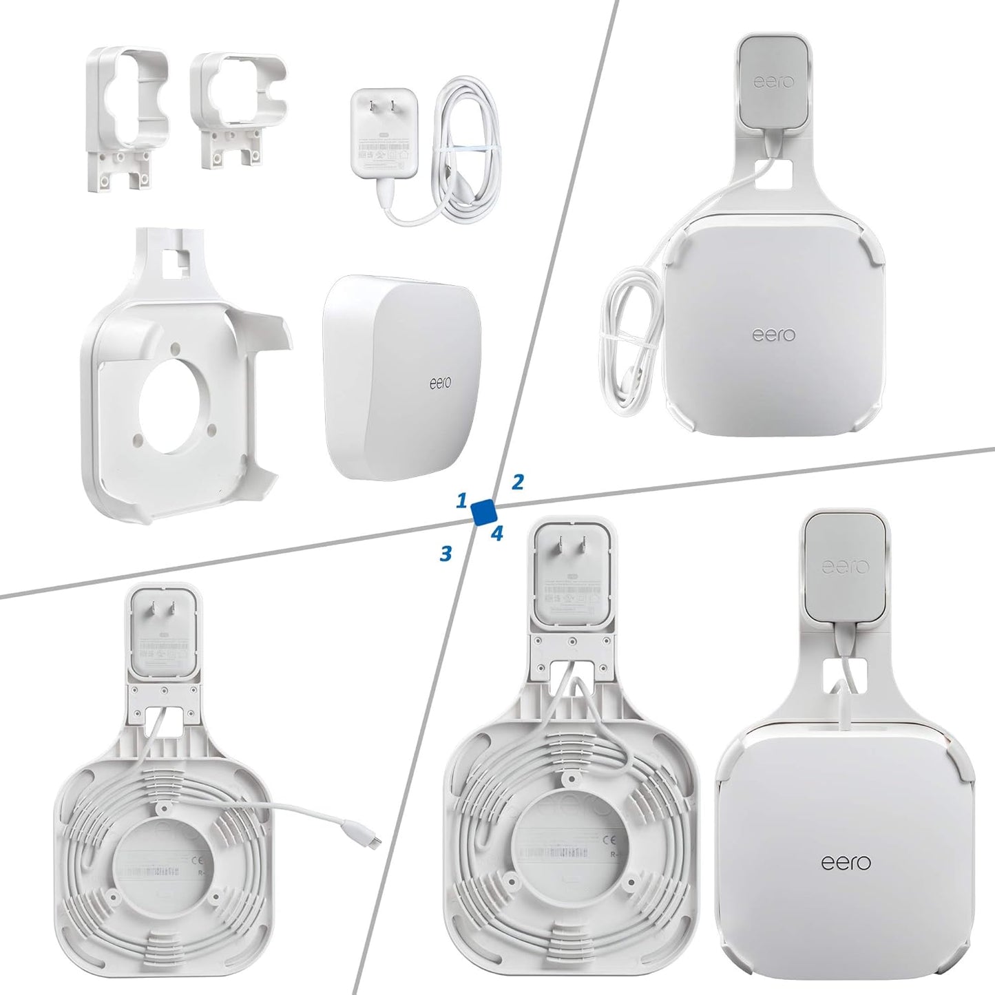 Wall Mount Holder for EERO Pro 6 Mesh WiFi System, Space Saving Outlet Wall Mount Bracket for EERO Pro 6 Router with Cord Management and Easily Moved(2 Pack)