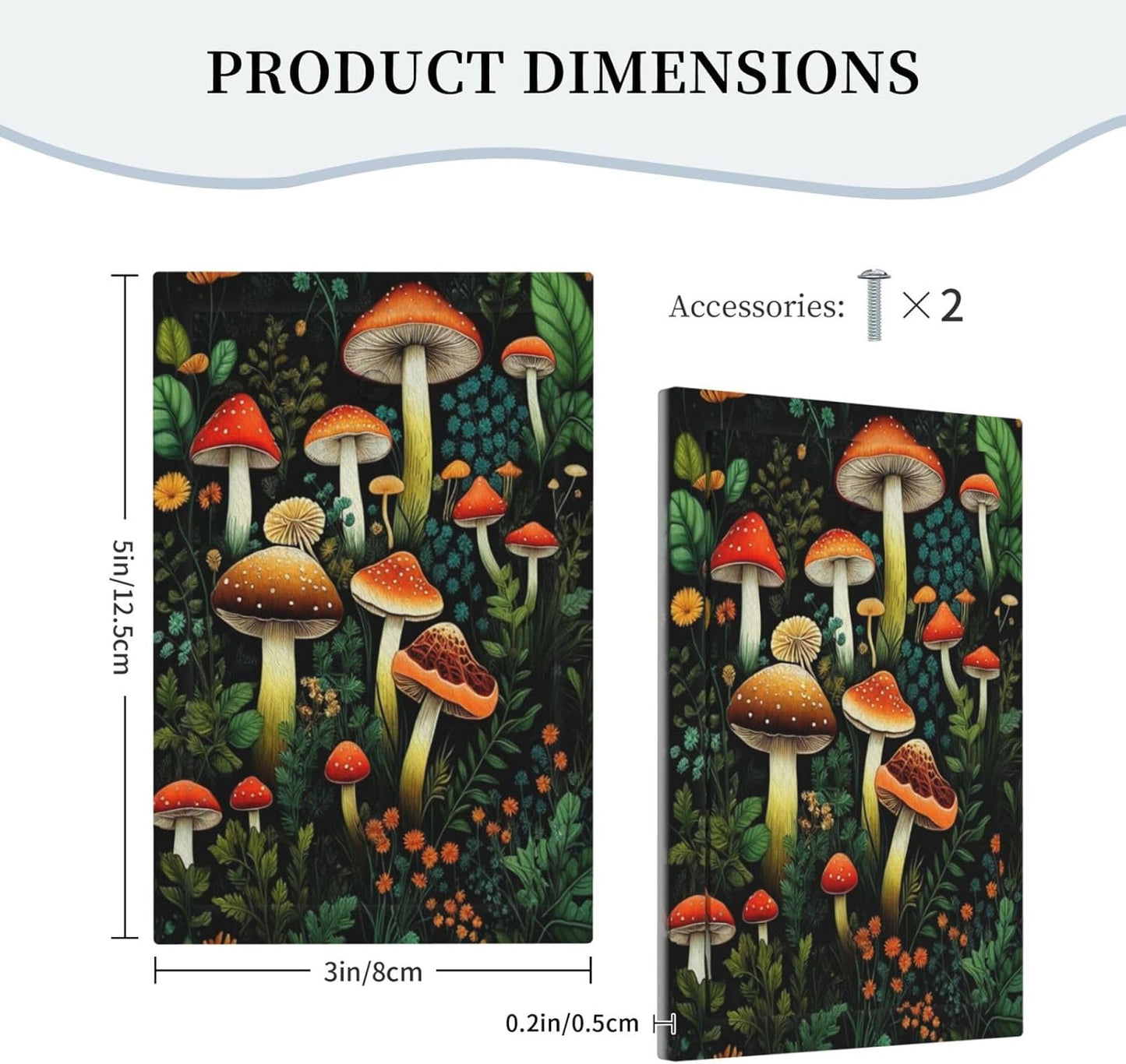 Decorative Light Switch Plate Covers Boho Red Mushroom Green Leaf Plants Floral 1 Gang No Device Switch Cover Plate Single Blank Wall Plate Switchplate Electrical Faceplate
