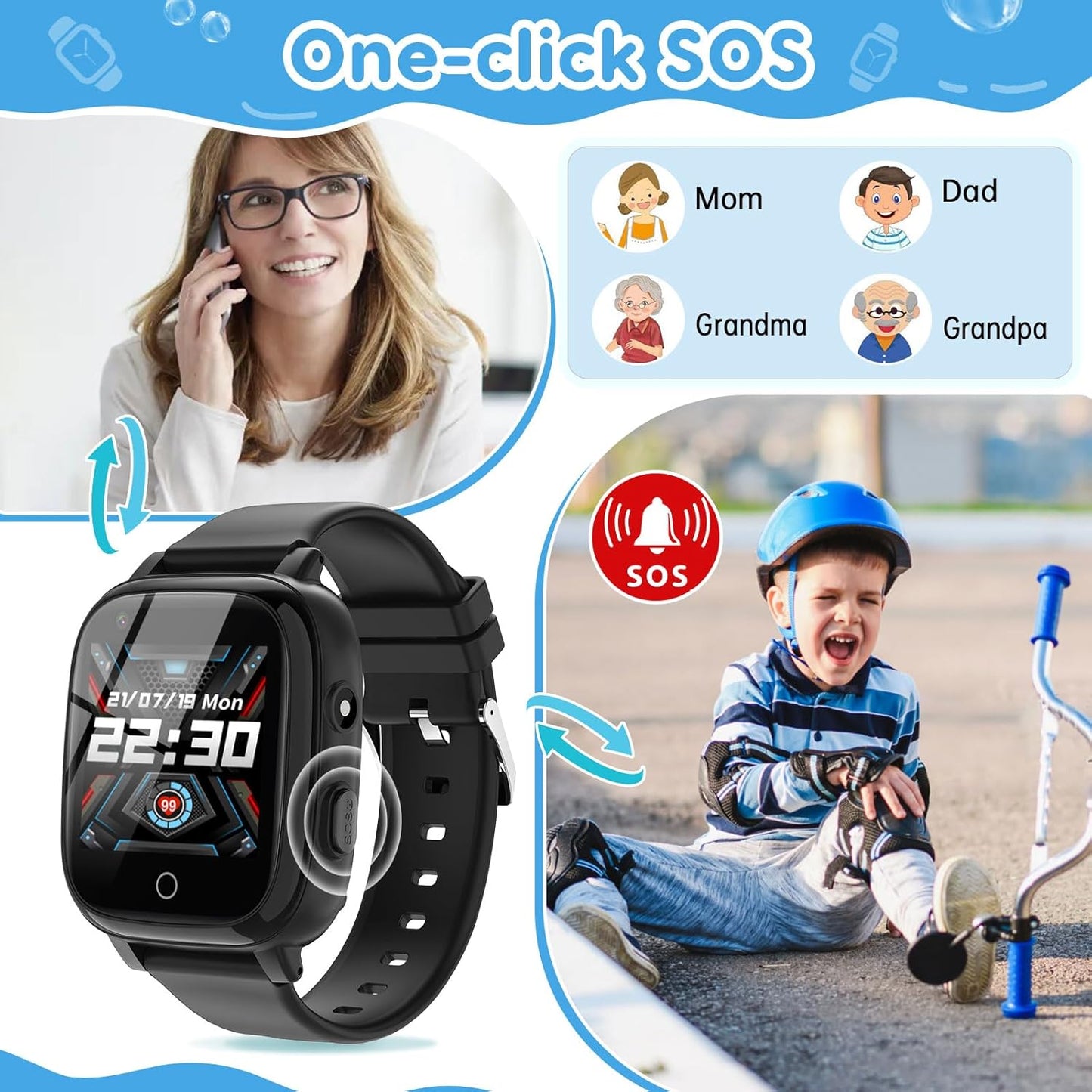 cjc 4G Smart Watch for Kids - Includes 2 Way Call, SOS Alerts, Parental Controls, Games, Camera, Alarm, Music Children's Smart Watch Gift