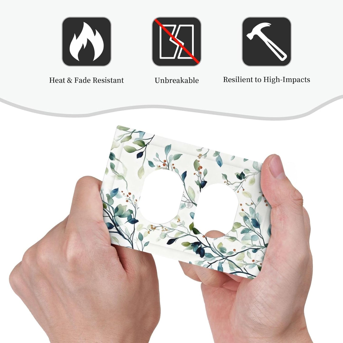 Decorative Outlet Covers Rustic Eucalyptus Leaf Geen Sage Leaves 1 Gang Duplex Light Switch Cover Plate Unique Wall Plates for Electrical Outlets Switch Plate Covers for Bedroom Home Decor