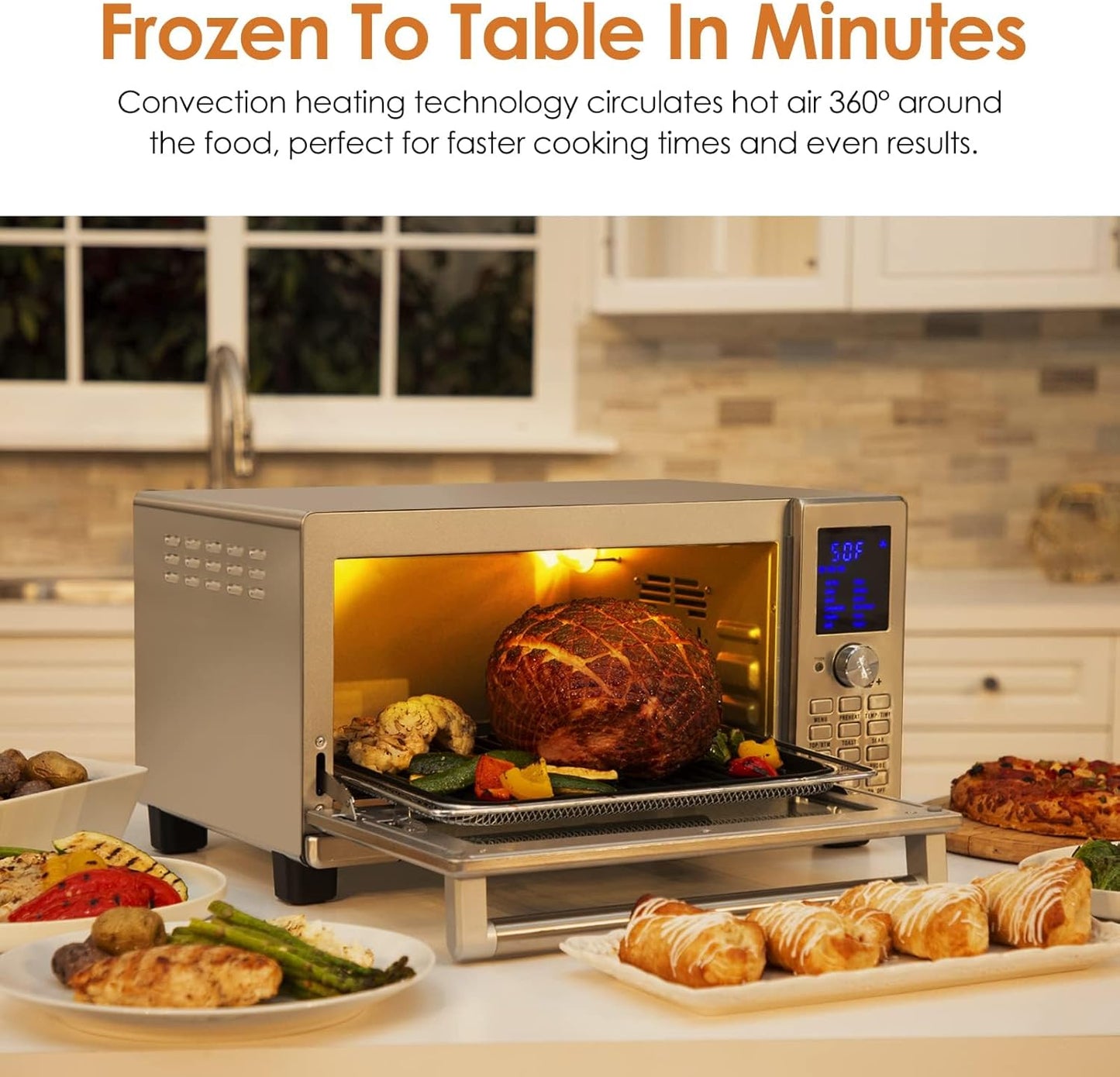 NUWAVE Bravo XL Air Fryer Convection Toaster Oven Countertop, 112-in-1 Smart Grill Combo with Original Flavors & Marks, Adjustable Heating Zones for Pizza, Roast, Bake, 50-500°F, Stainless Steel, 30QT
