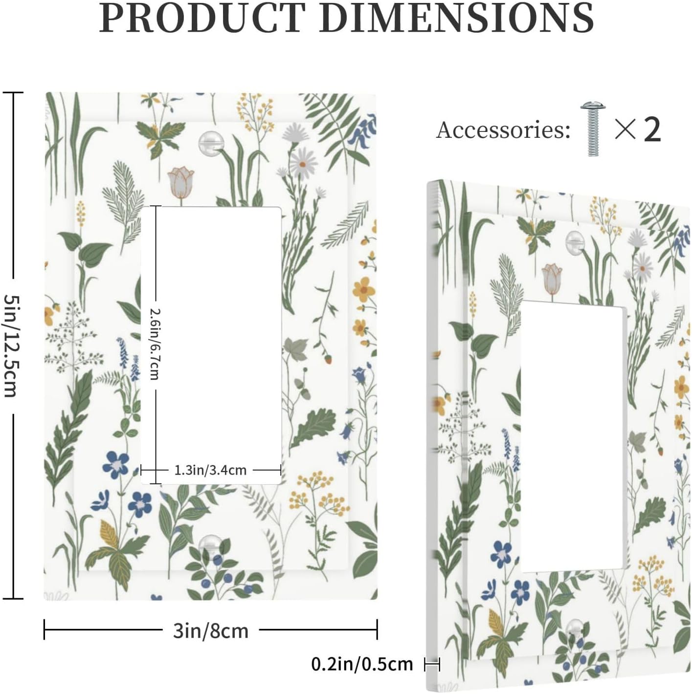 Decorative Outlet Covers Floral Green Leaf Plant Flowes 1 Gang Single Rocker Light Switch Cover Plate Wall Plates Gfci Faceplate For Bed Room Farmhouse Decor