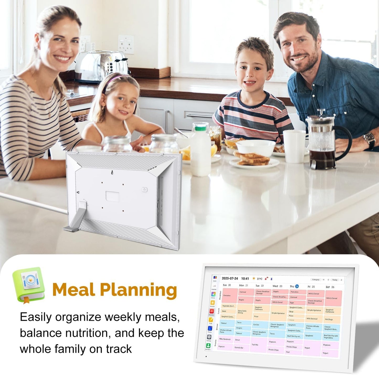 15.6 Inch Digital Calendar Wall Touch Screen Chore Chart, 64GB Electronic Calendar + 1080 FHD Smart Family Planner, Wall and Desk Mountable