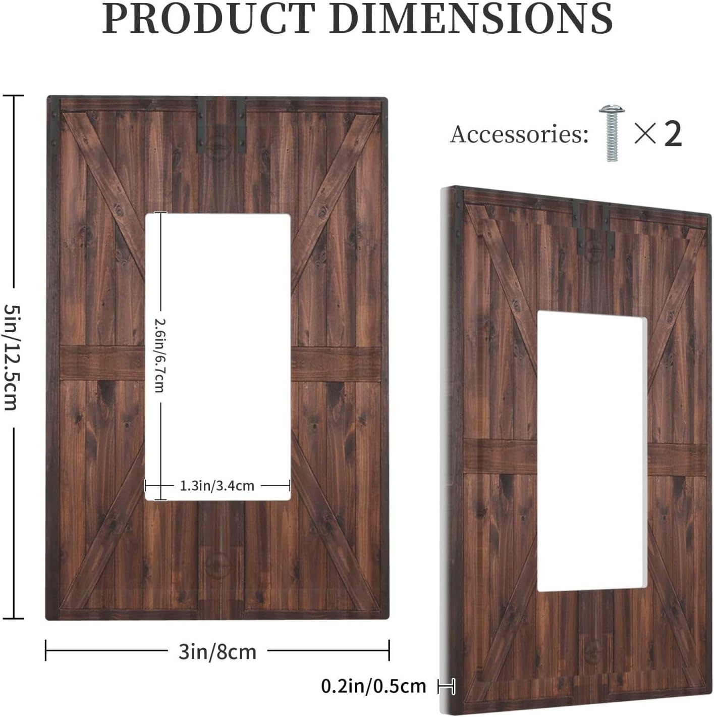 Decorative Outlet Covers Vintage Brown Farmhouse Barn Door 1 Gang Rocker Light Switch Cover Plate Single Wall Plates for Electrical Outlets Switch Plate Covers Faceplate for Bedroom Home Decor