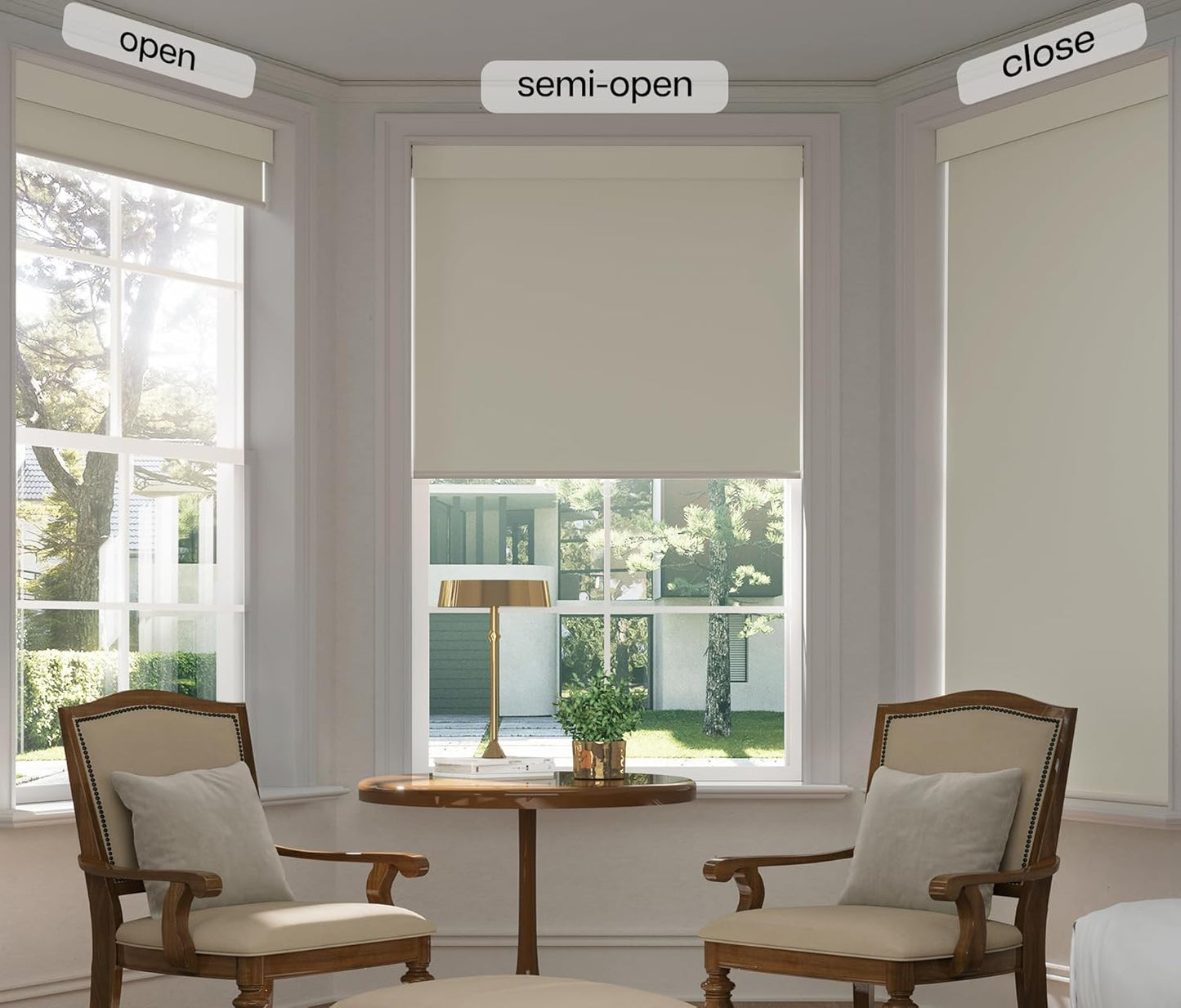 LazBlinds No Drill Blinds for Indoor Windows, Blackout Roller Shades, Cordless Window Blackout Blinds, Thermal Insulated Fabric UV Protection for Home and Office, 25" W x 48" H, Cream