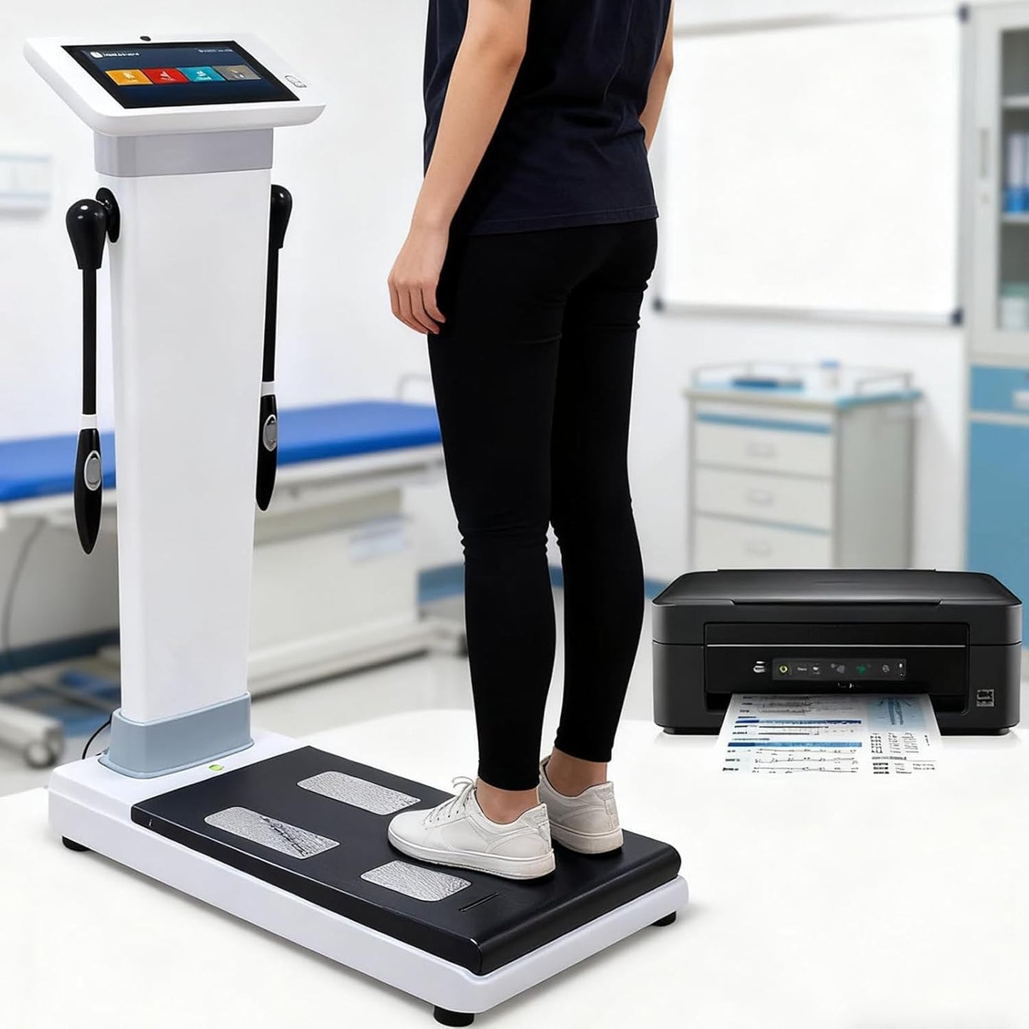 Professional Full Body Fat Analyzer, Body Bmi Analyzer, Body Composition Monitor & Scale, 10.1 Inch HD Touch Electronic Bmi Body Fat Monitor with Printer