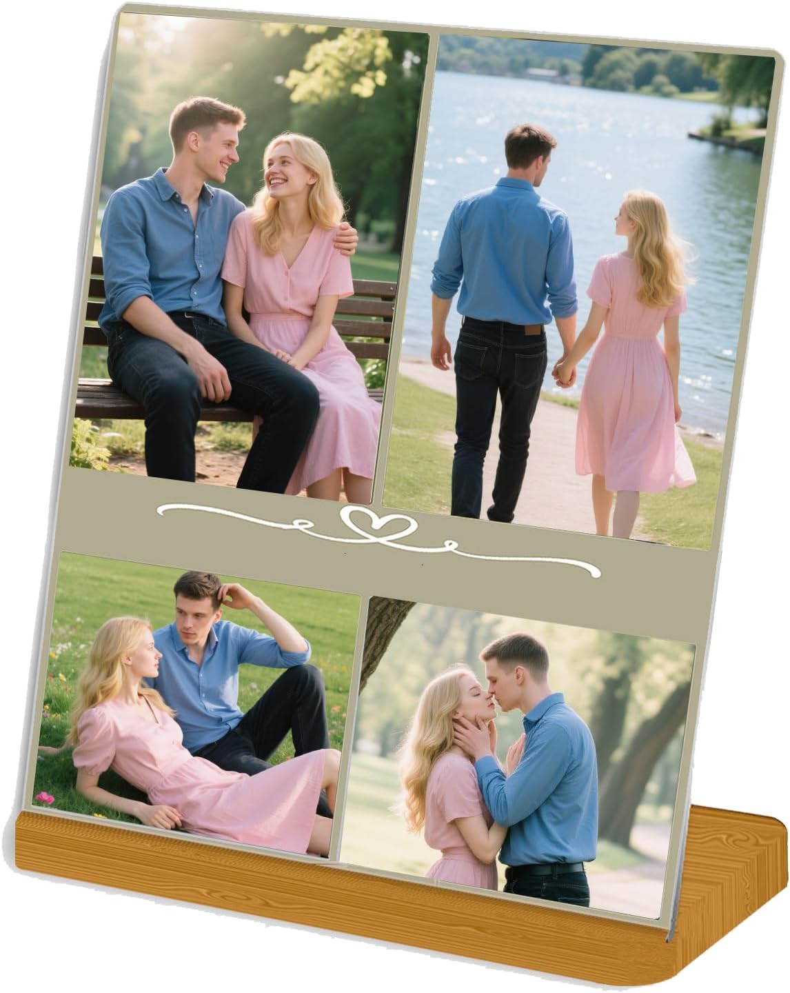 Custom Metal Photo Prints，Personalized Your Own Picture Frame, Customize Photo Prints with Wooden Base，Personalized Metal Picture Gift for Lovers，Family，Boyfriend，Friends