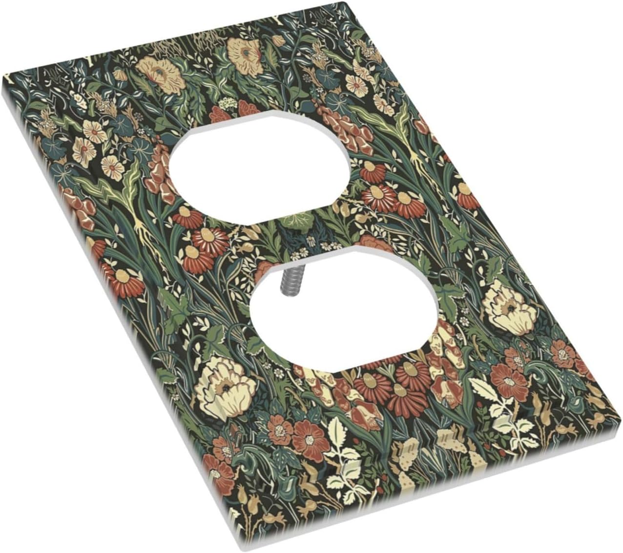 Outlet Covers Vintage Dark Floral William Morris Green Flower 1 Gang Duplex Wall Plate Decorative Switch Plates Electrical Receptacle Faceplate Light Switch Cover for living Room Home Decor
