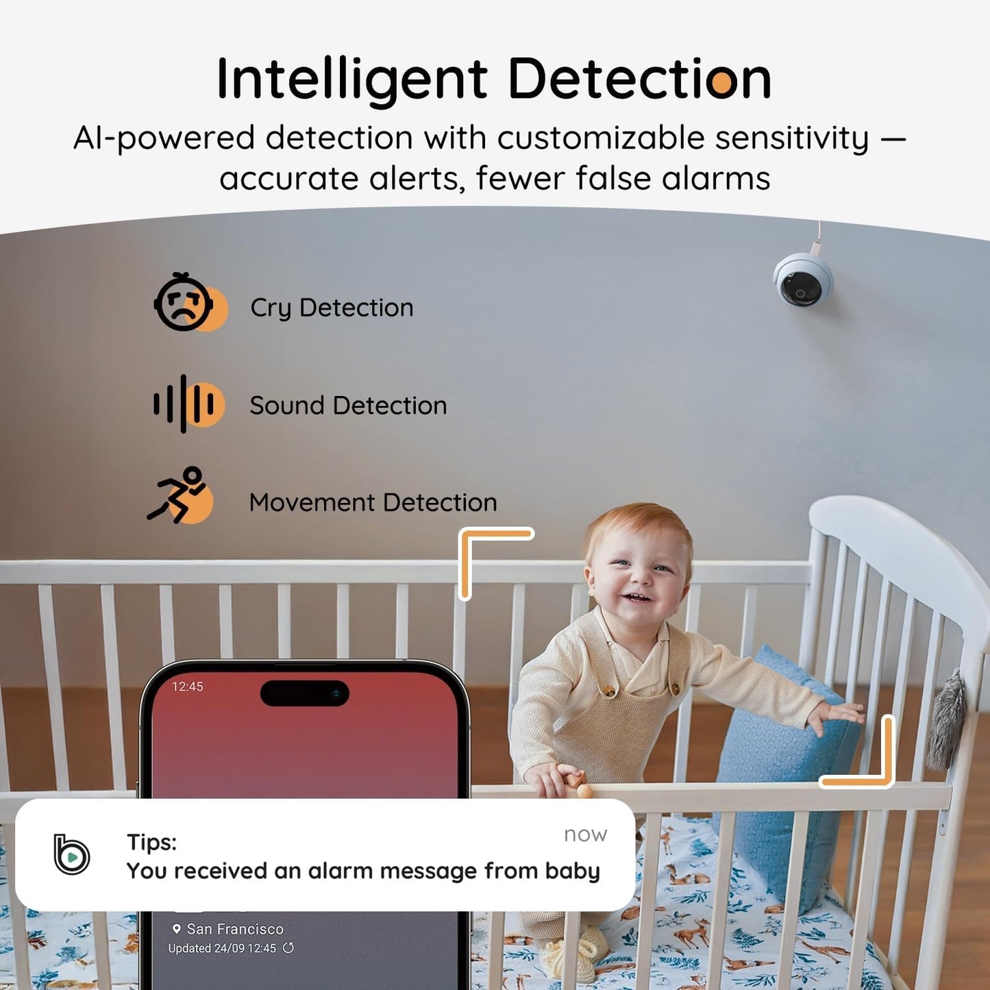 BOIFUN 2K HD Baby Monitor with Smartphone App, Wi-Fi Cameras,5-inch Display, Camera and Audio, Motion Tracking, Encrypted Connection, Night Vision, Long-Range 2-Way Talk, Temp Sensor
