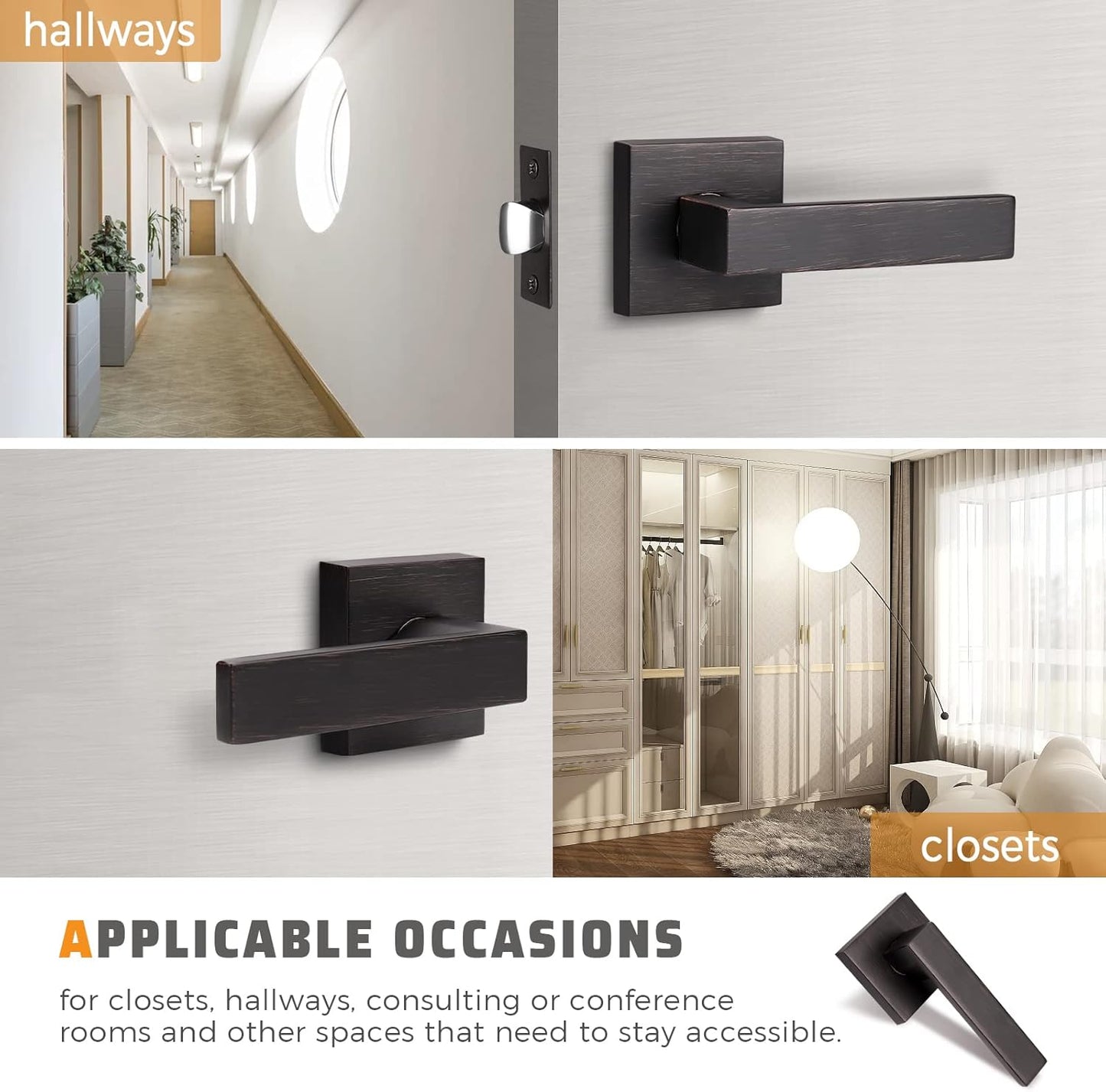 KNOBWELL Premium Oil Rubbed Bronze Door Handle Passage Door Lever Heavy Duty Door Handle Set, Closet Door Levers for Left or Right Handing, Easy Installation 10 Pack 2.07 lb One Lever