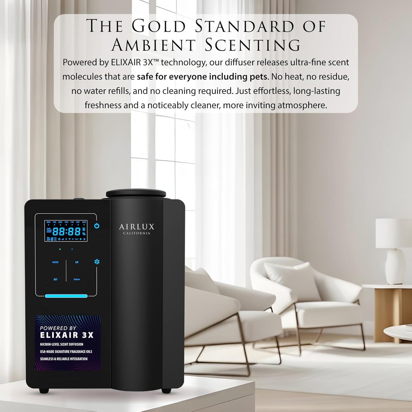 Jupiter 500 Scent Diffuser, Elixair 3X Cold Air Oil Diffuser for 1800 sq ft Home, Commercial Spaces, Office, Bathroom, Living Room Decor, 200ml Tank, with Bluetooth App (Black)