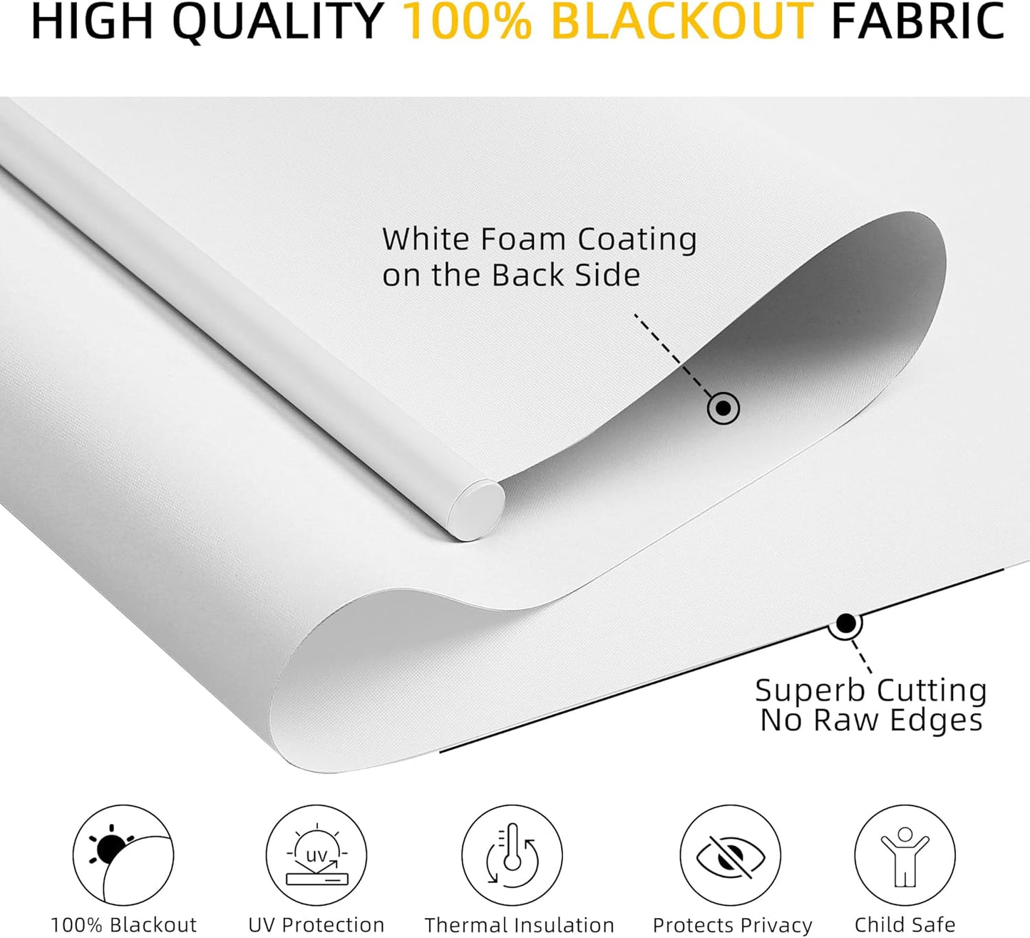 ChrisDowa Cordless Blackout Roller Shades for Windows, Thermal Insulated UV Protection Pull Down Shades, Total Blackout Window Blinds for Home, Office, Bedroom, Door (32" W x 72" H, White)