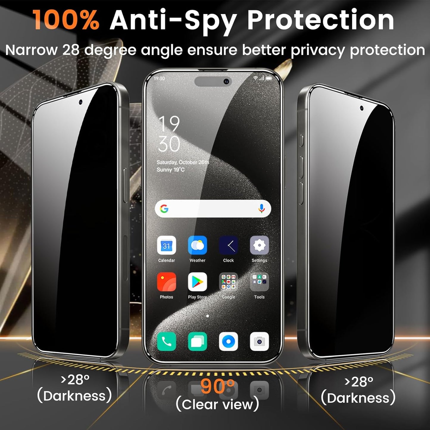 4+4 Pack Privacy Screen Protector for iPhone 15 Pro Max 6.7-Inch with 4 Pack Camera Lens Protector, Anti Spy Tempered Glass Film 9H Hardness Case Friendly